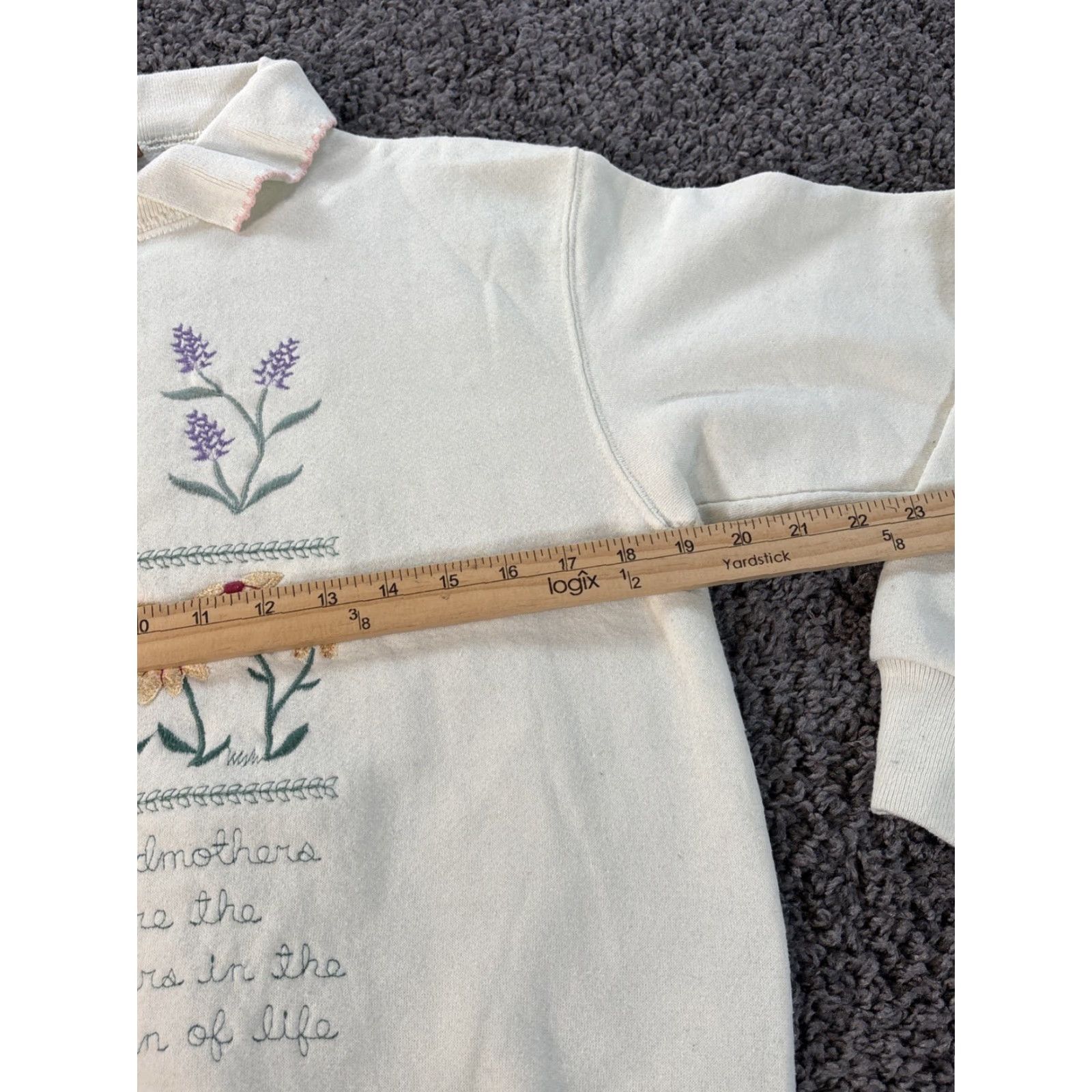 Folk VINTAGE Tribal Sweatshirt Womens Medium Floral Nature 90s White Pullover Woman M State: Activewear, Regular, Pullover, Floral, Nature Size M / US 6-8 / IT 42-44 - 3 Thumbnail
