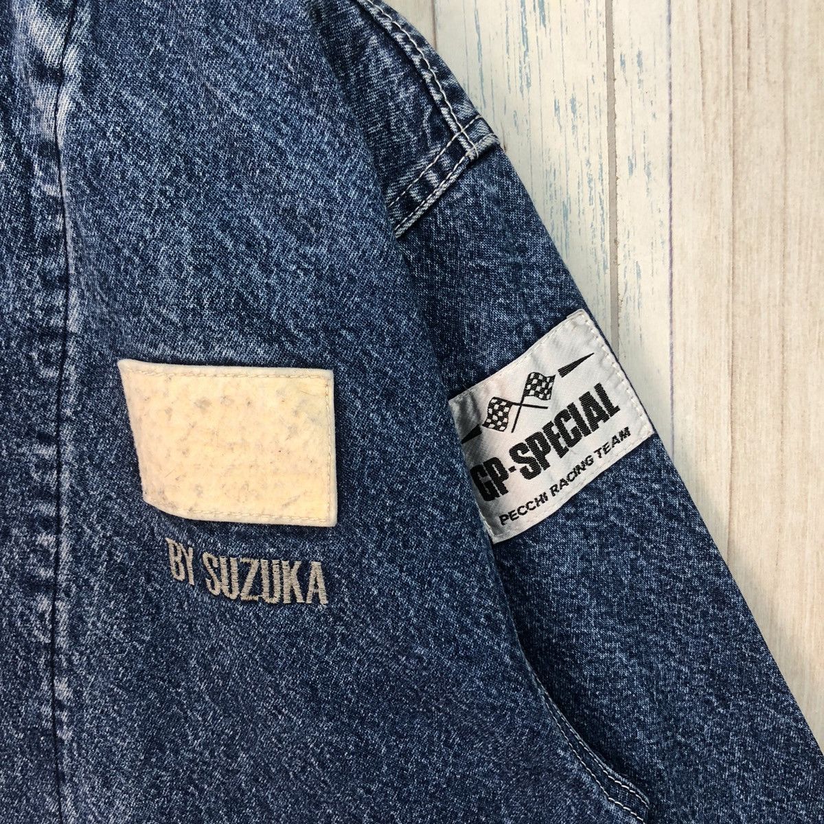 Vintage Vintage GP-Special Pecchi Racing Team Bomber Denim Jacket Size US XL / EU 56 / 4 - 5 Thumbnail