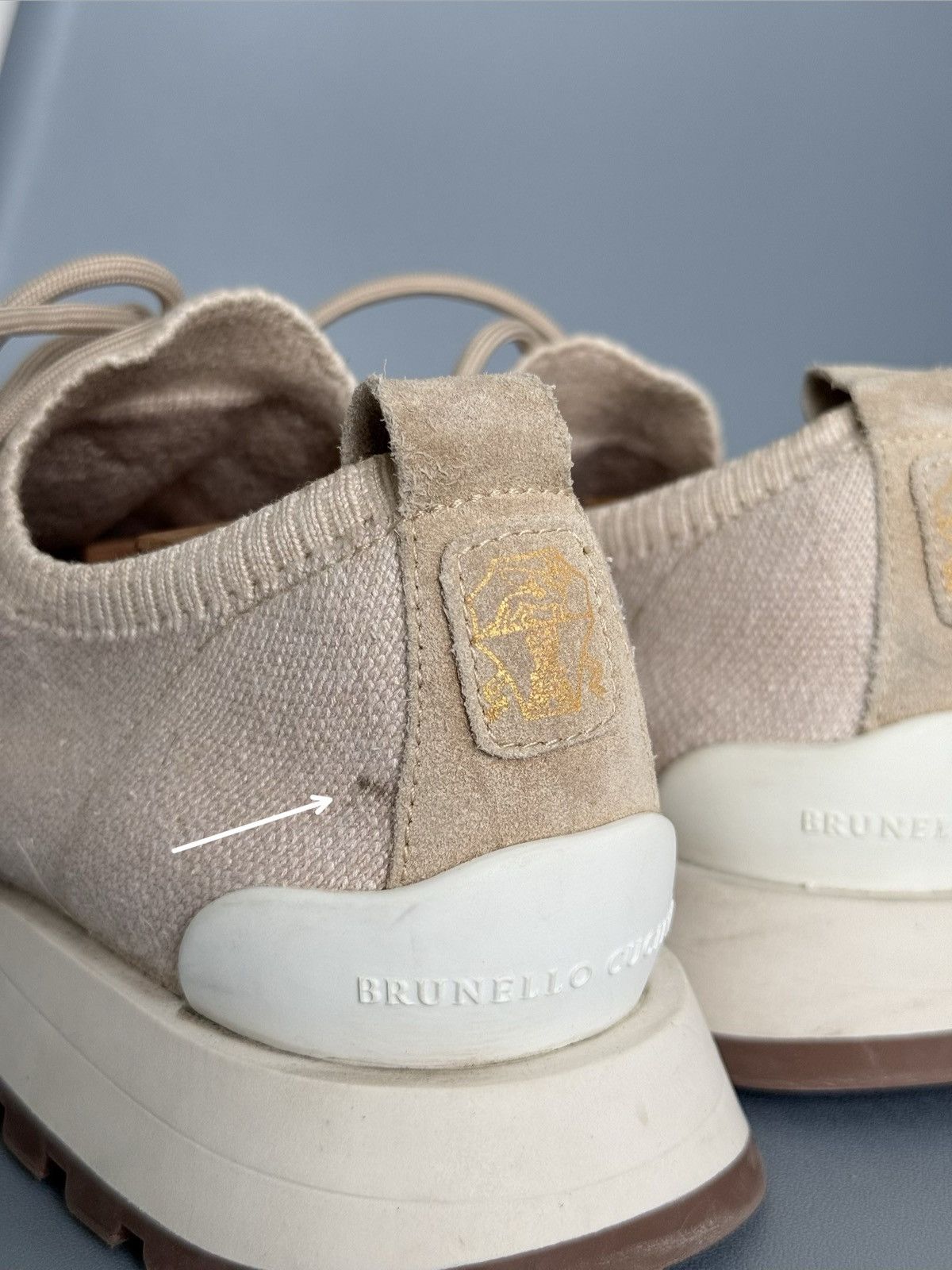Brunello Cucinelli Brunello Cucinelli Men's Melange Knit Runner Beige Sneakers Size US 9 / EU 42 - 9 Thumbnail