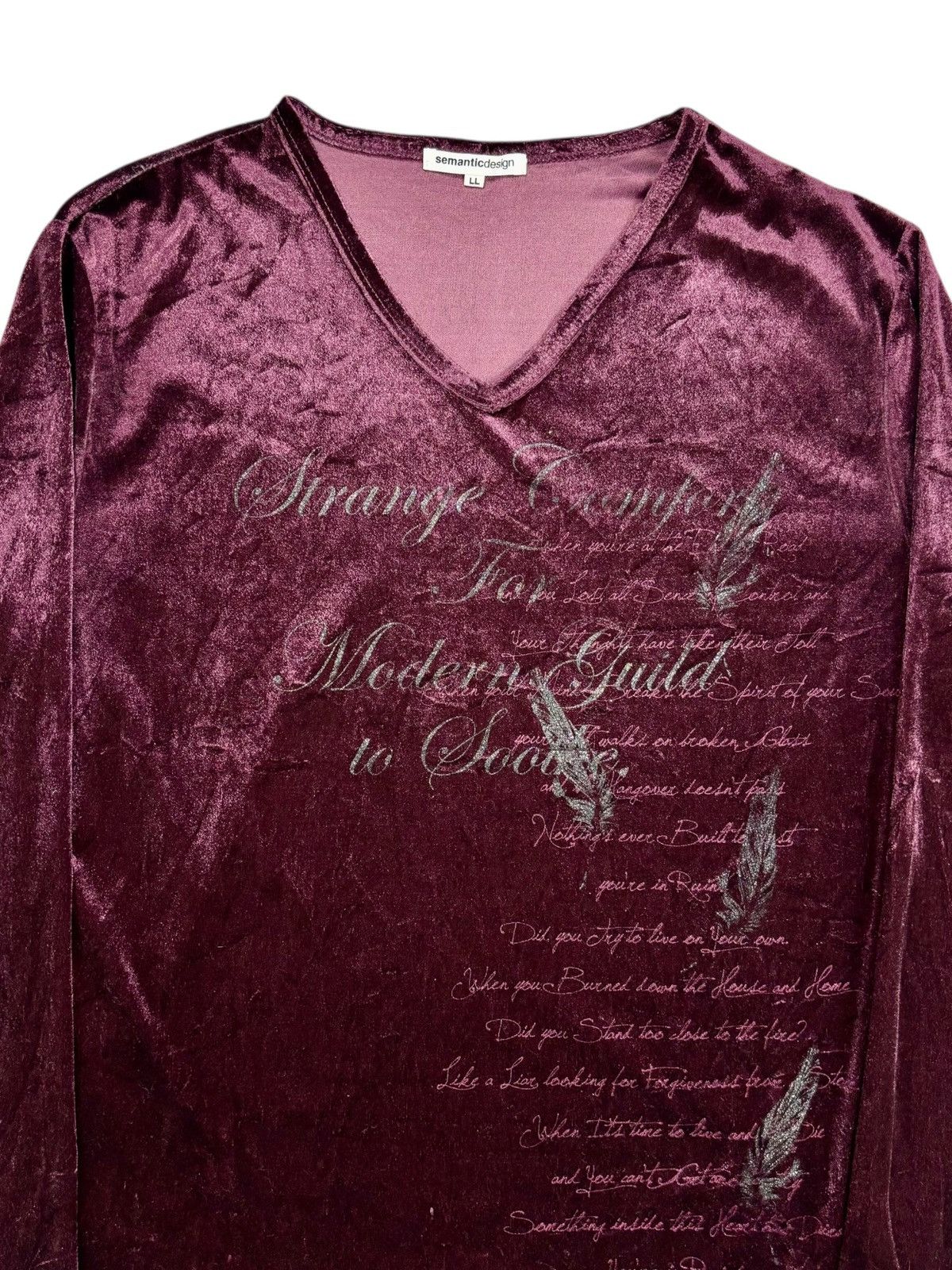 BUFFALO BOBS 2000s Semantic Design - Velvet Poem V Neck Longsleeve Size US M / EU 48-50 / 2 - 5 Thumbnail