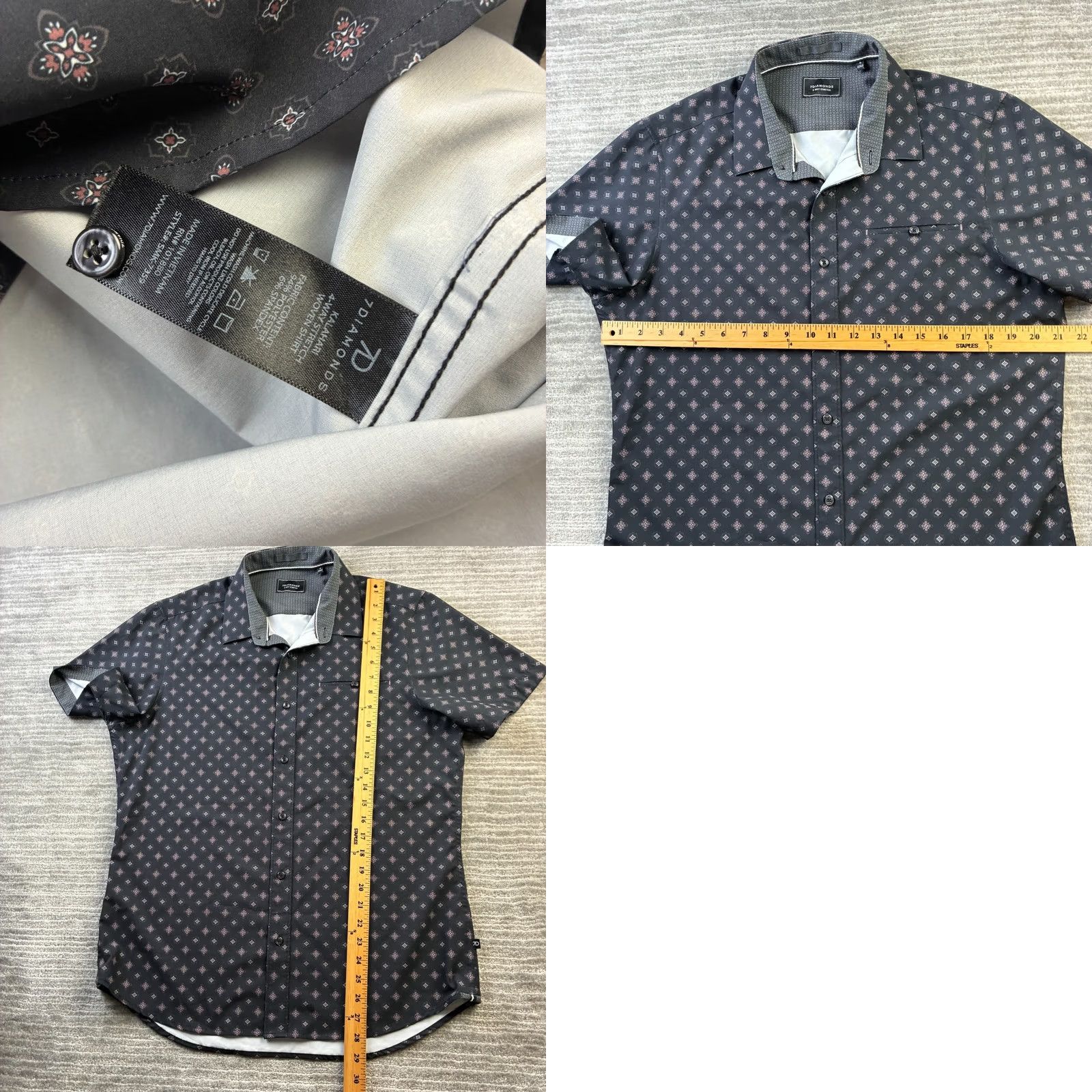 Vintage 7 Diamonds Shirt Mens M Black 4 Way Stretch Button Up Geometric Flip Short Sleeve Mini Review Based on Original Title Size US M / EU 48-50 / 2 - 8 Thumbnail