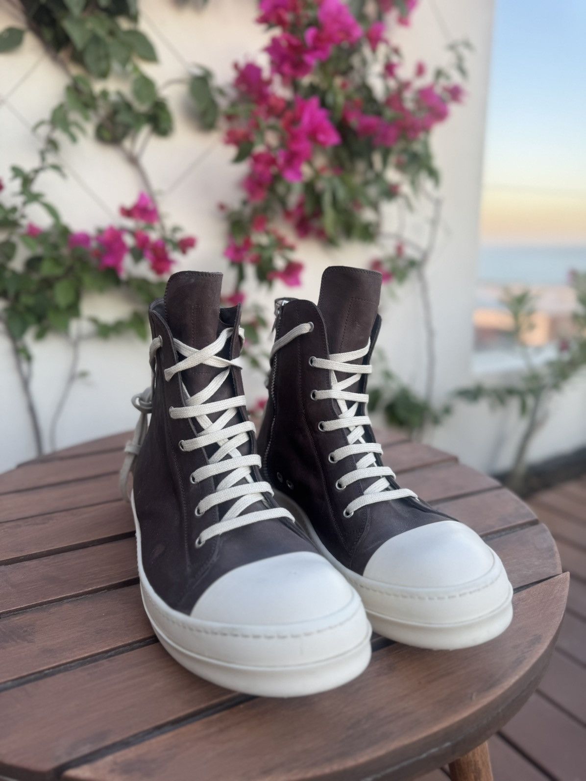 Rick Owens Drkshdw Rick Owens DRKSHDW brown leather mainline ramones Size US 13 / EU 46 - 2 Thumbnail