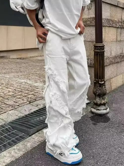Japanese Brand Pants with raw edges loose trousers American retro style Size US 29 - 2 Thumbnail