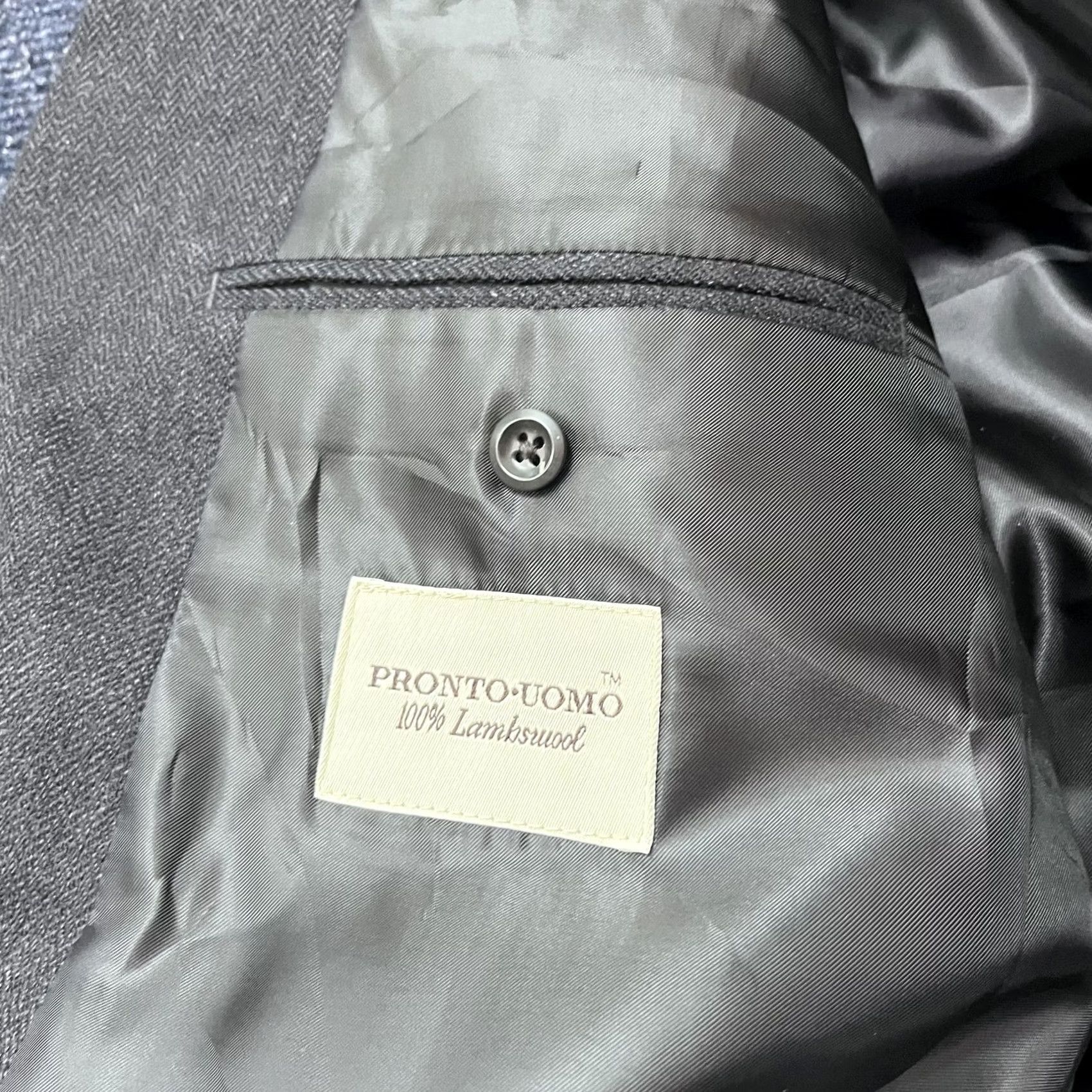 Pronto Uomo Pronto Uomo Blazer Mens Gray Herringbone 100% Lambswool Jacket Sport Coat 2 Piece Regular Notch Lapel Three-Button Front Navy? Size 40R - 6 Thumbnail