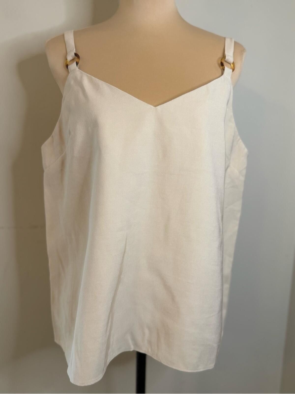 Topshop TOPSHOP cream neutral tank top adjustable straps SZ 10 Size L / US 10 / IT 46 - 1 Thumbnail