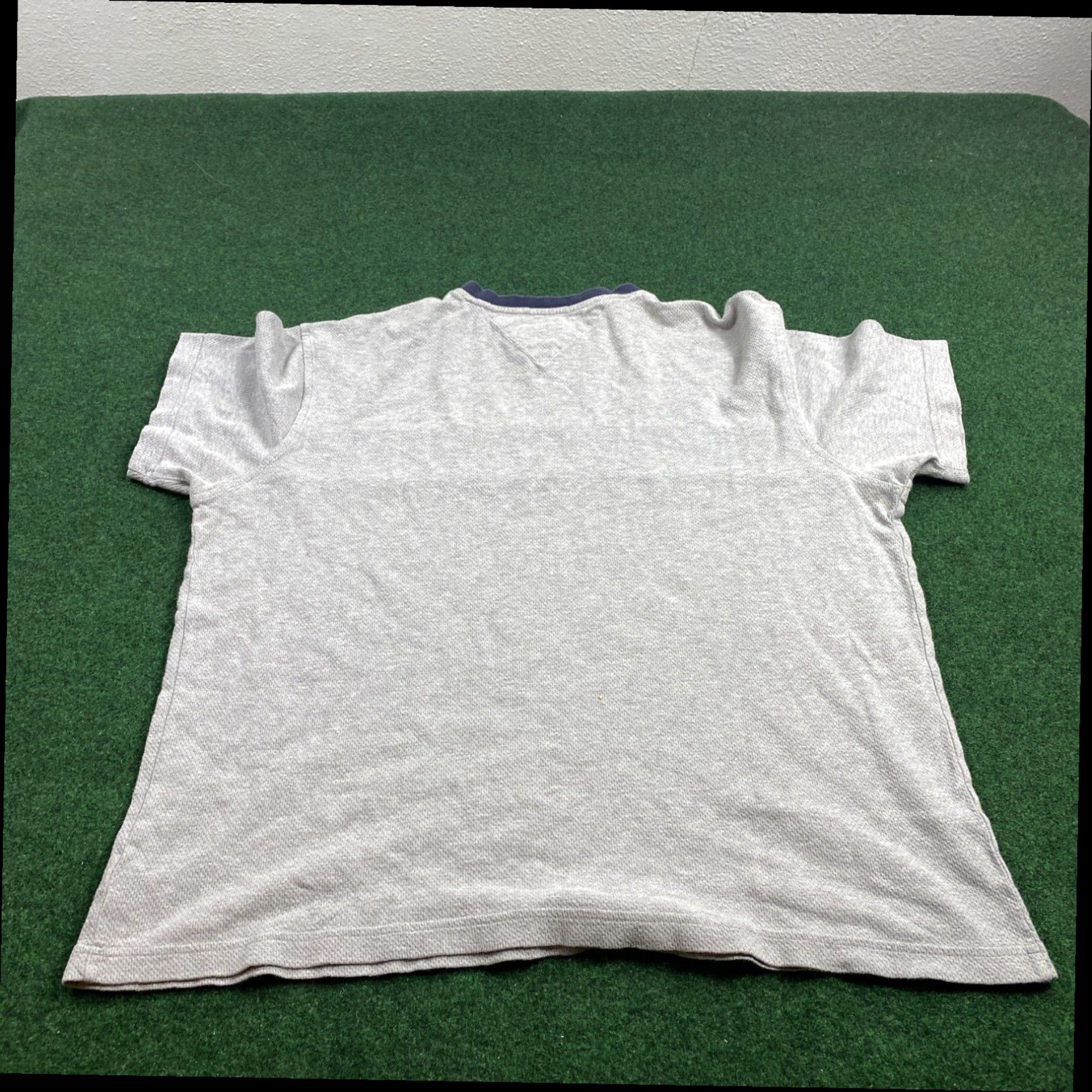 Tommy Hilfiger VTG Tommy Jeans Mens Large Shirt Gray Short Sleeve 100% Cotton V Neck Size US L / EU 52-54 / 3 - 6 Thumbnail