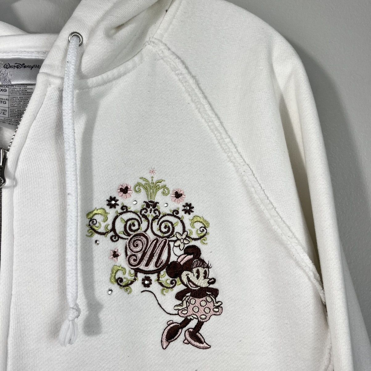 Disney × Vintage Disney Parks Y2K White Minnie Mouse Full Zip Fleece Jacket Size XL / US 12-14 / IT 48-50 - 3 Thumbnail