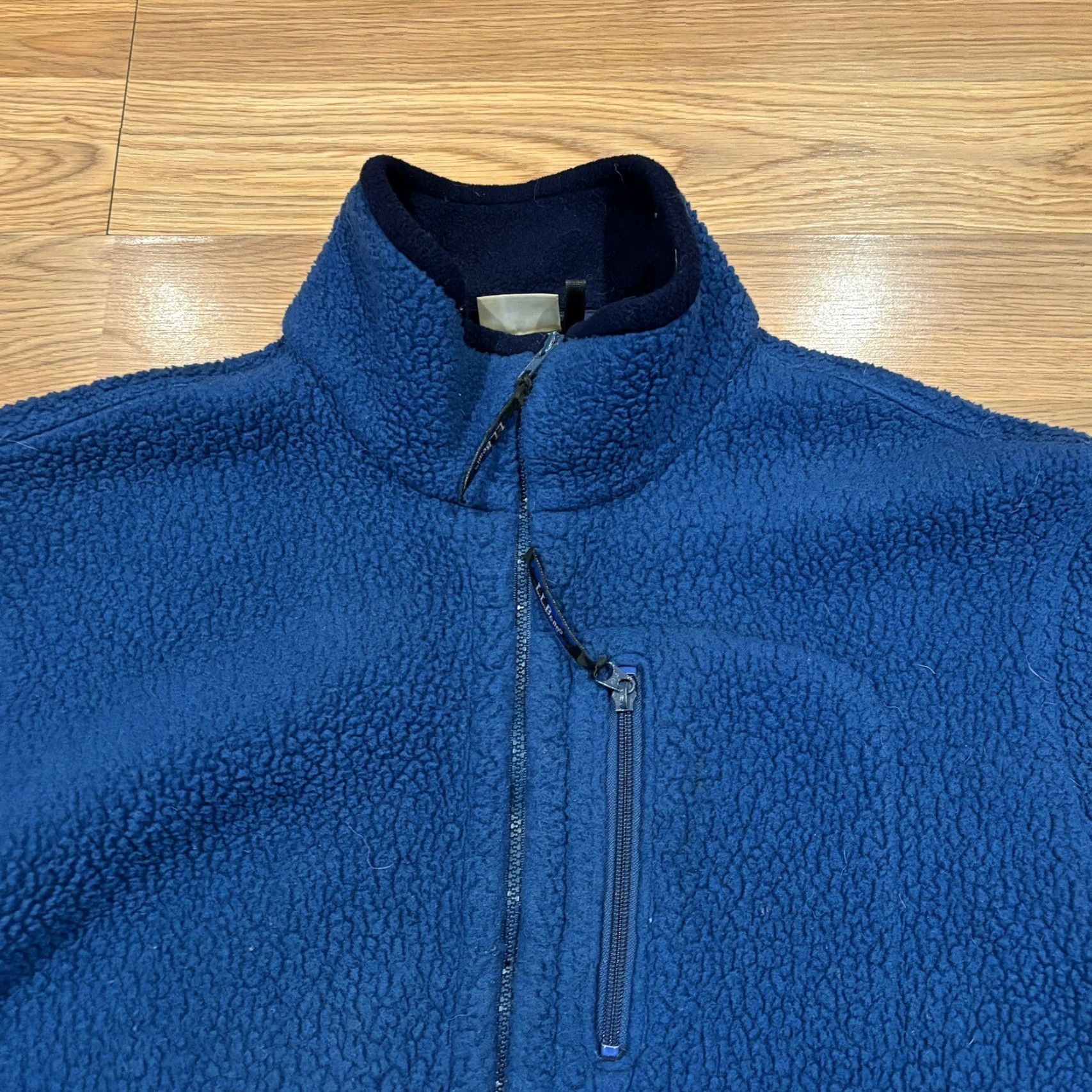 Vintage VINTAGE L.L.Bean Deep Pile Fleece Jacket Full Zip Men's Blue 90s USA Sherpa Zipper Pocket Size US L / EU 52-54 / 3 - 3 Thumbnail