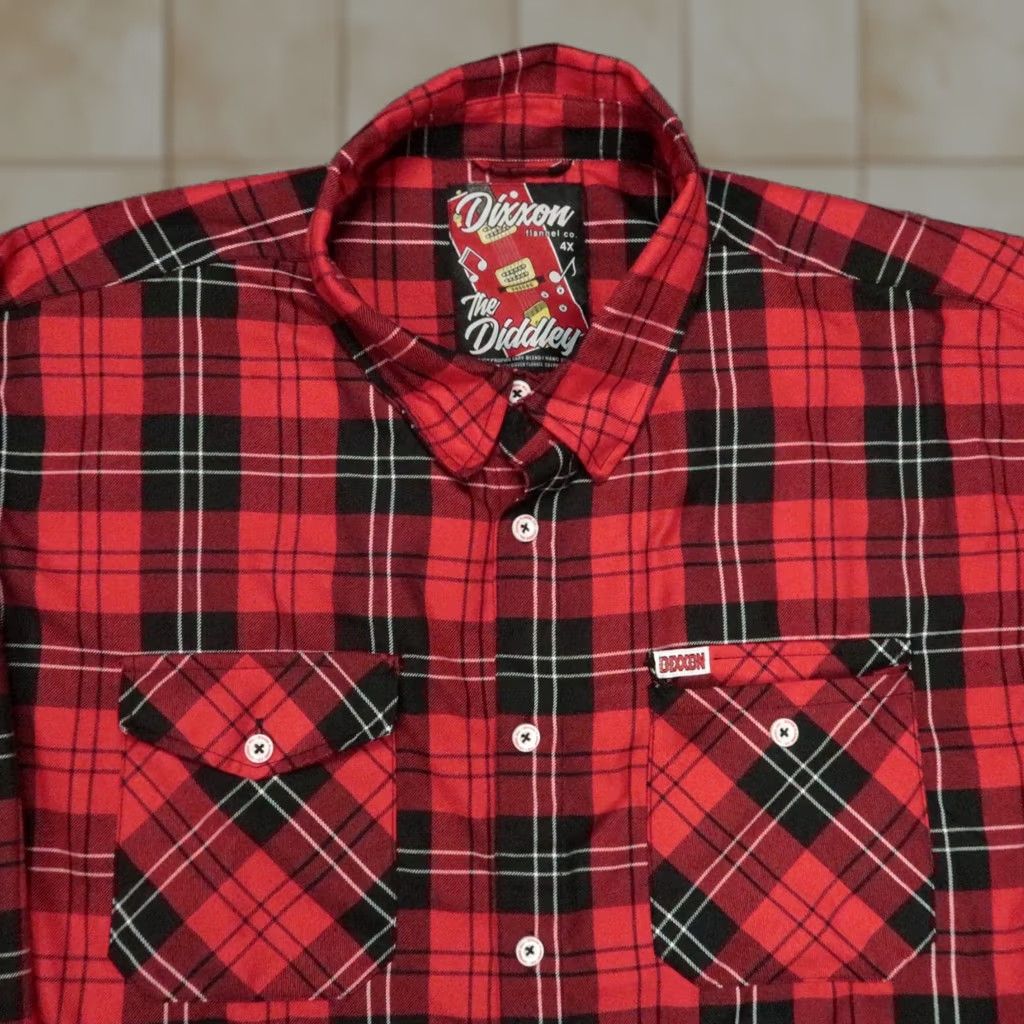Vintage Dixxon Flannel Shirt Mens 4XL Red Black Buffalo Plaid The Diddley Long Sleeve Button-Up Size US XXL / EU 58 / 5 - 1 Thumbnail