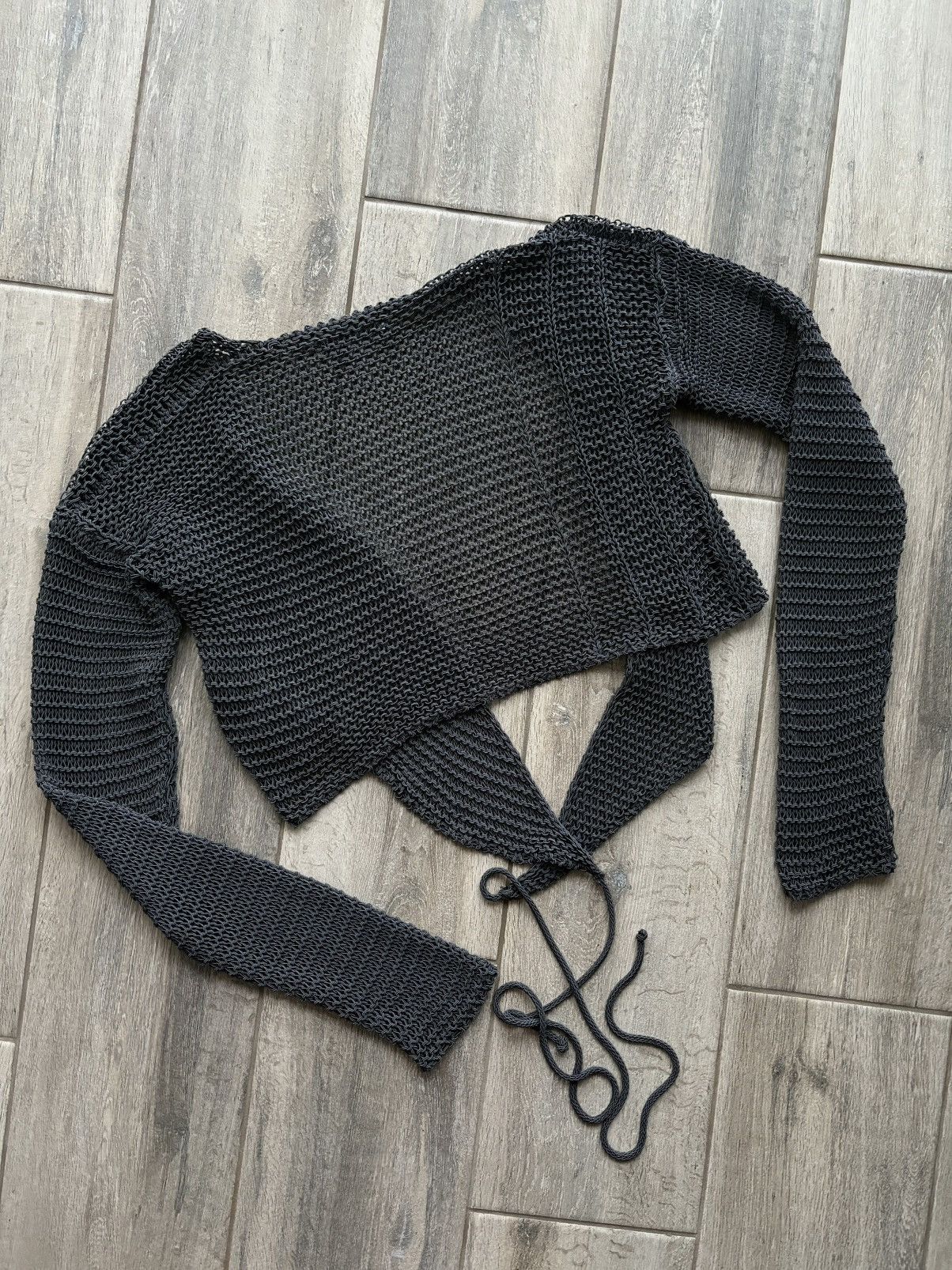 Sarah Pacini Sarah Pacini Black Chain Mail Mesh Knit Cropped Cardigan S-M Size S / US 4 / IT 40 - 11 Thumbnail
