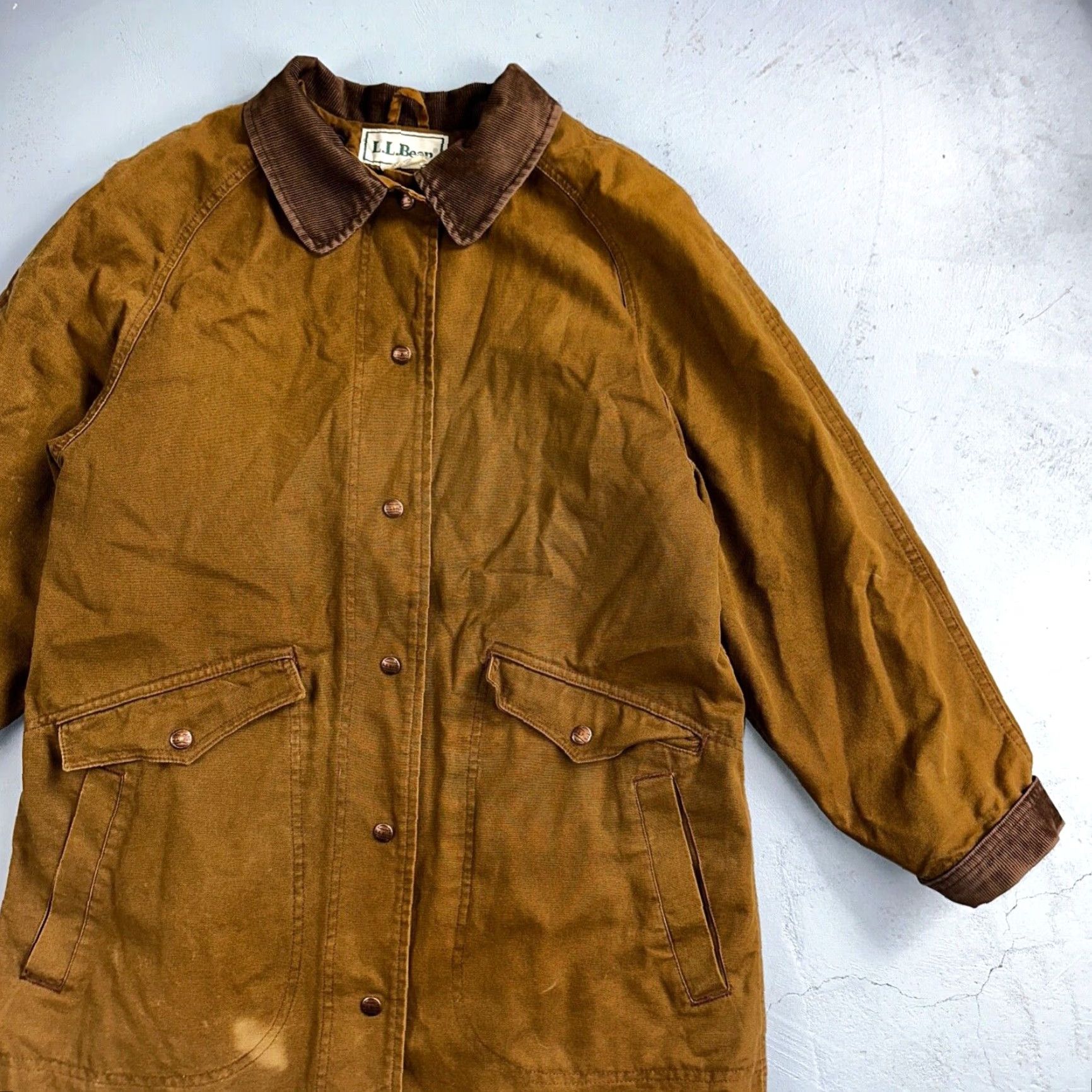 Vintage VINTAGE L.L. Bean Aztec Canvas Coat Womens M Beige Lined Removable Lining Pockets Button Long Size M / US 6-8 / IT 42-44 - 2 Thumbnail