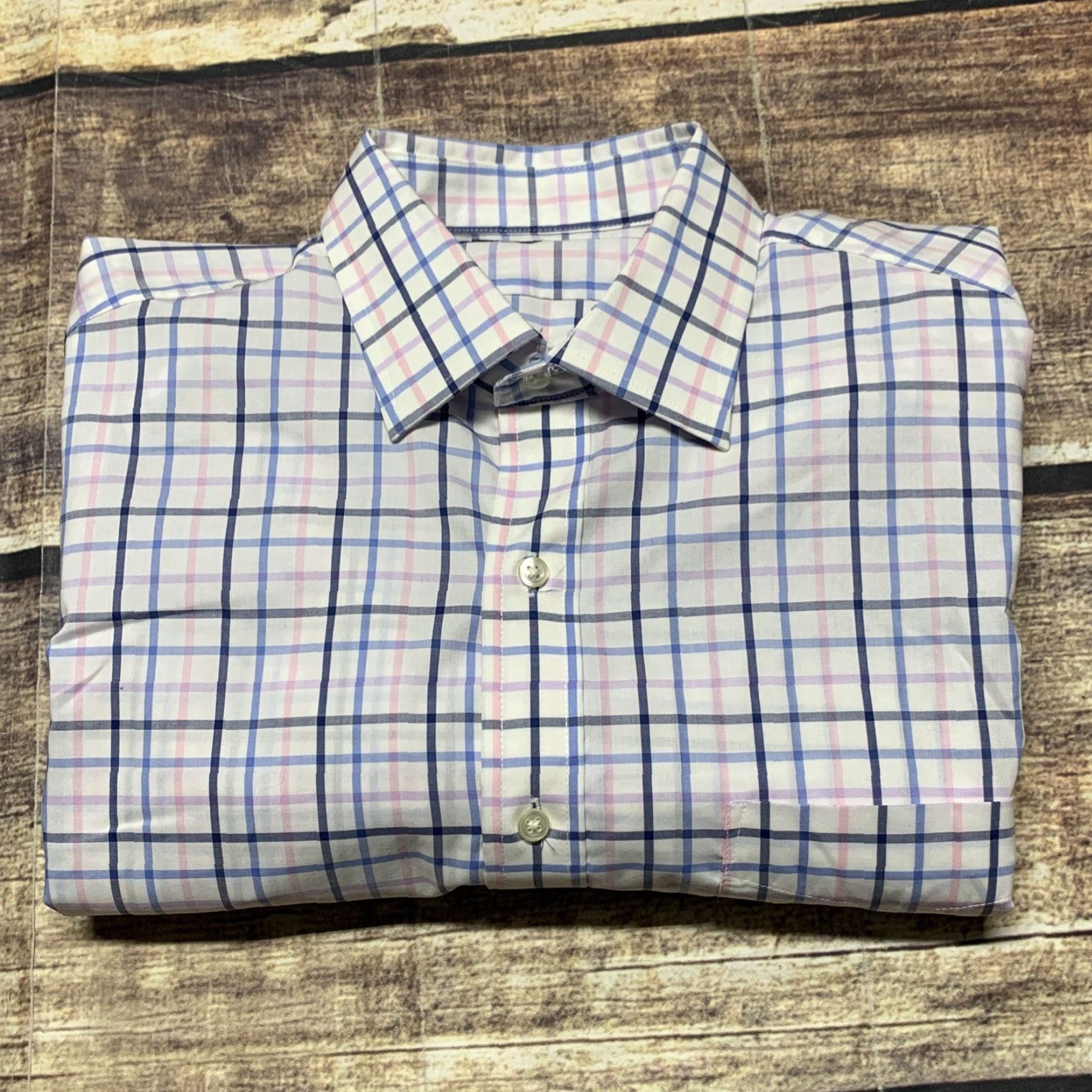 Club Room Club Room Shirt Men XL White Blue Plaid Button-Front Casual Size US XL / EU 56 / 4 - 8 Thumbnail