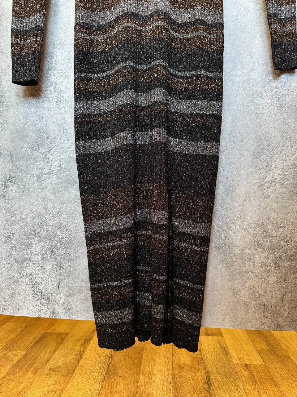 Reiss REISS Sassy Metallic-Stripe Knit Dress Maxi Tight Size L / US 10 / IT 46 - 9 Thumbnail