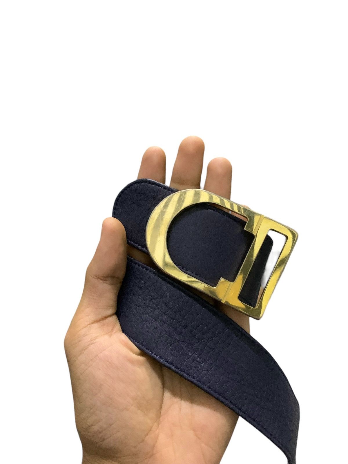 Christian Dior Monsieur × Dior Vtg Christian Dior CD Gold Pleated Interlocking Leather Belt Size ONE SIZE - 2 Thumbnail