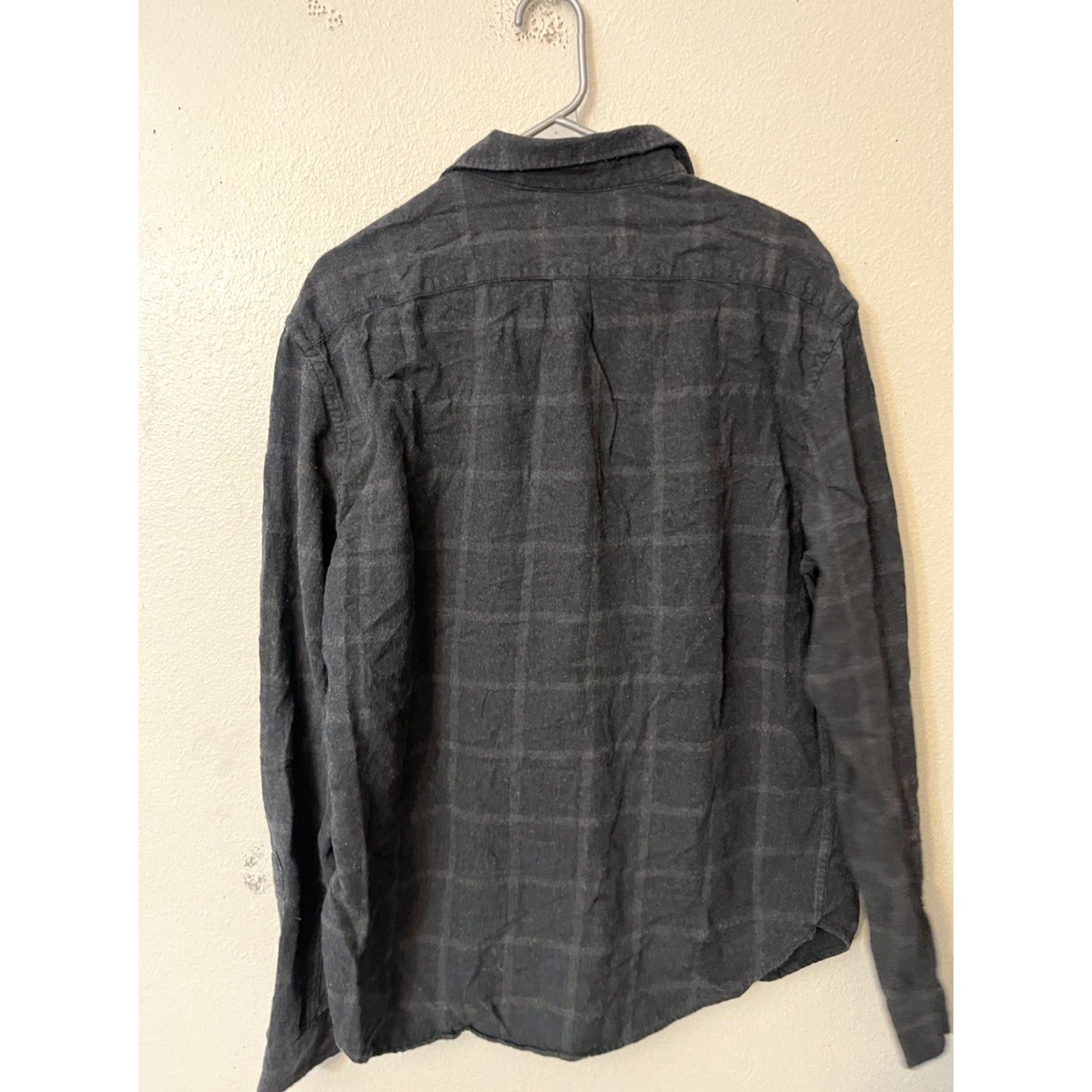 Old Navy Old Navy Shirt Men’s XL Regular Dark Gray Plaid Button-Down Flannel Knit Cotton Blend Top Cuff Barrel Sleeve Long Sleeve Vintage No Size 46R - 2 Thumbnail