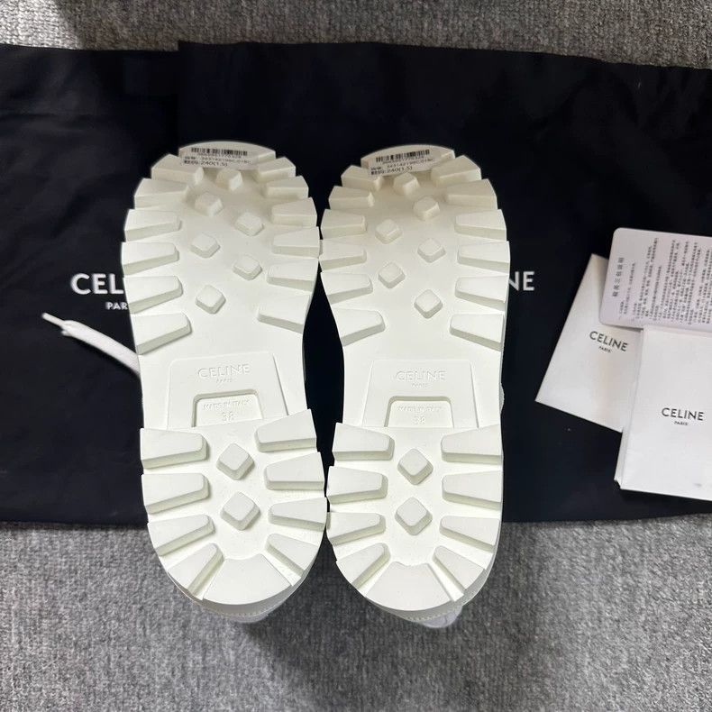 Celine CELINE Logo canvas lace-up sneakers small white booties ca Size US 7.5 / IT 37.5 - 4 Thumbnail