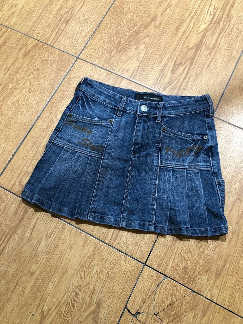 Dsquared2 Vintage Dsquared2 Pleated Denim Skirt - Dark denim blue Size 27" / US 4 / IT 40 - 10 Thumbnail