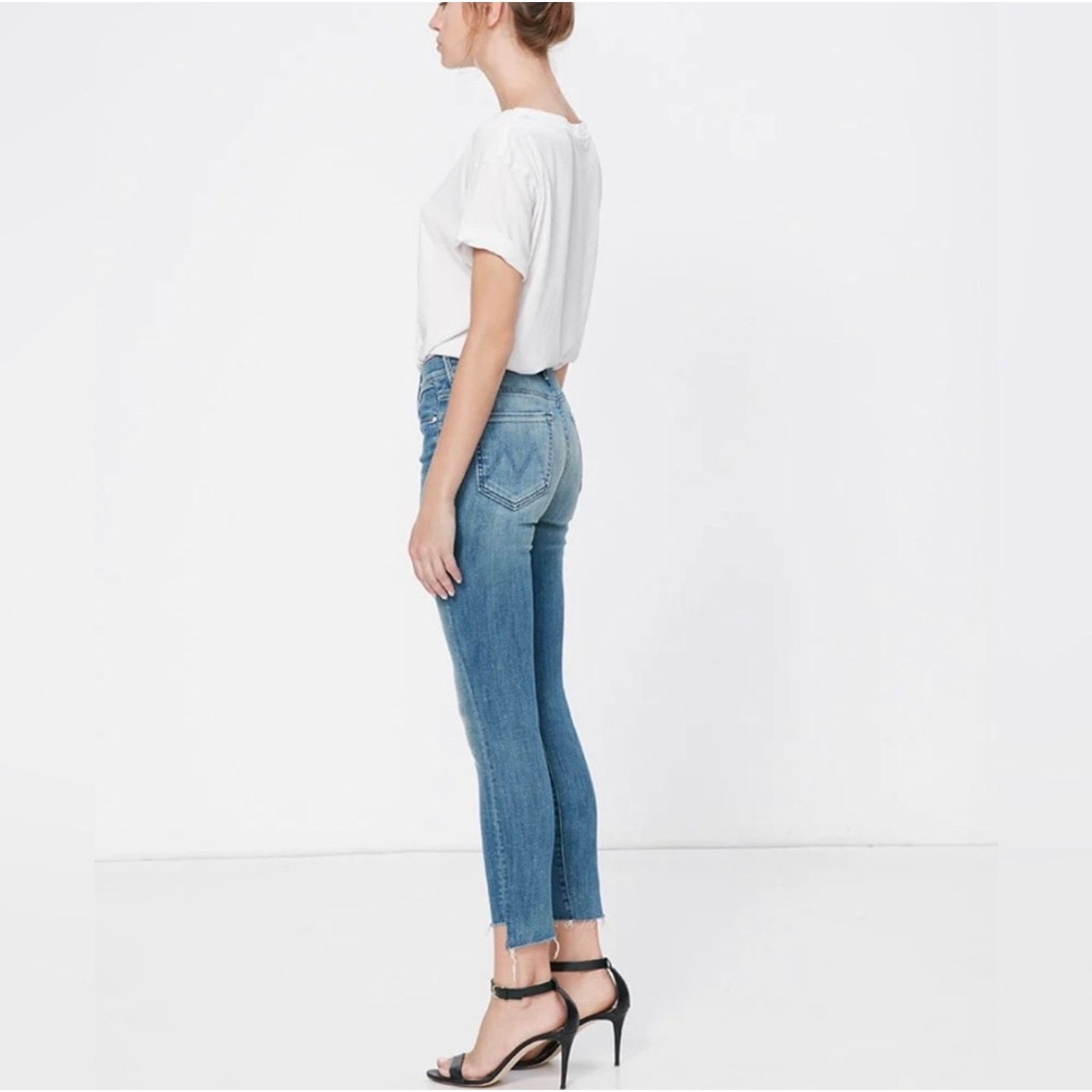 MOTHER MOTHER The Stunner Zip Ankle Step Fray Blue Jeans Denim 26 Size 26" / US 2 / IT 38 - 1 Thumbnail