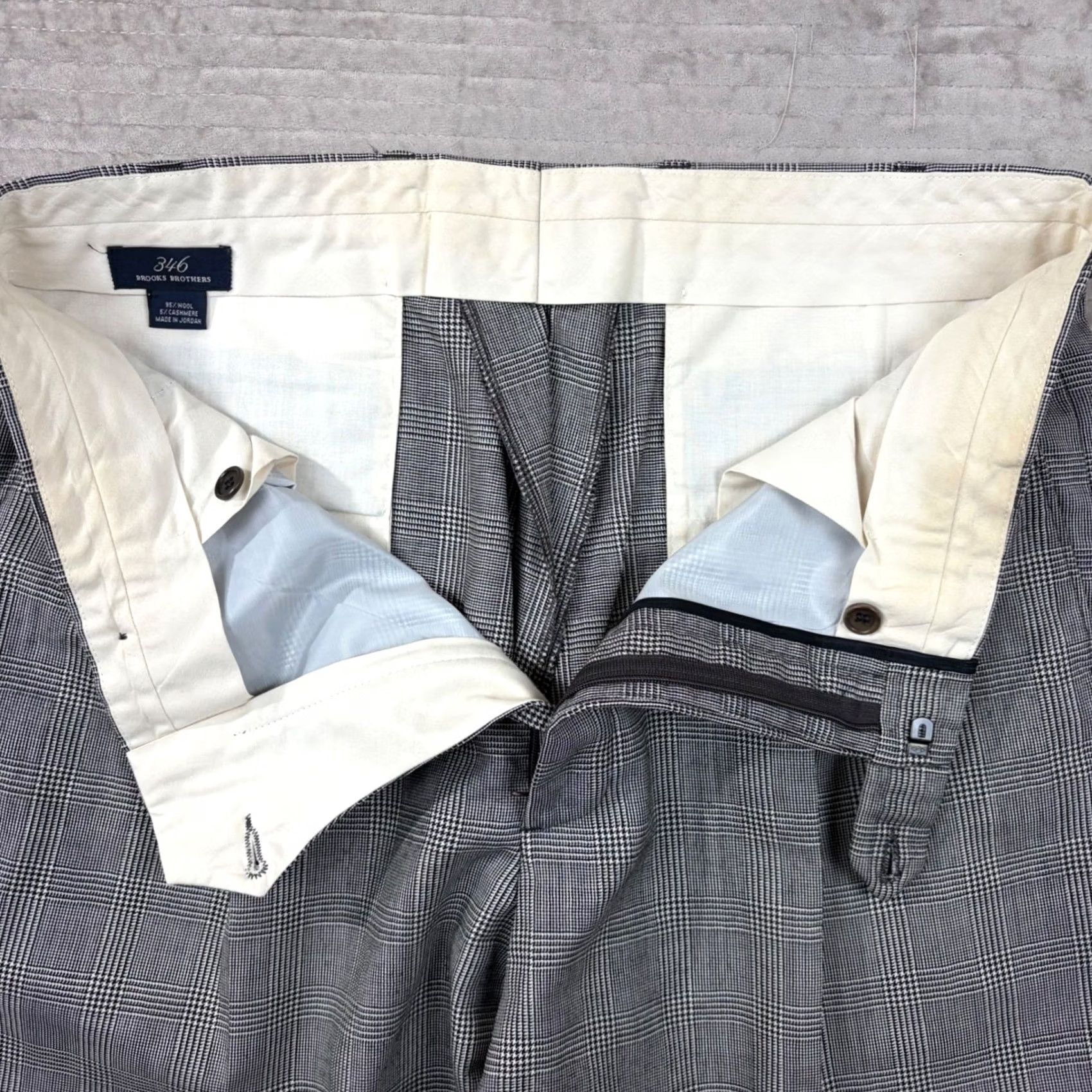 Brooks Brothers Brooks Brothers 346 wool cashmere glen plaid pleated cuffed pants grey 35x30 Size US 35 - 5 Thumbnail