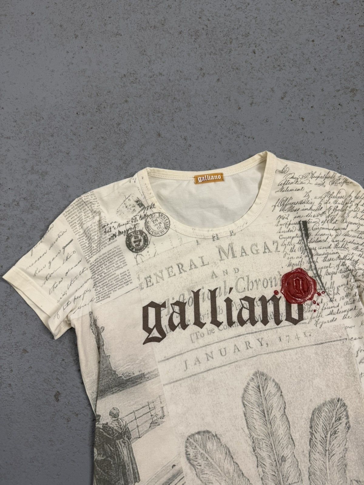 John Galliano Vintage 00s John Galliano Stamp T-Shirt Size XS / US 0-2 / IT 36-38 - 3 Thumbnail