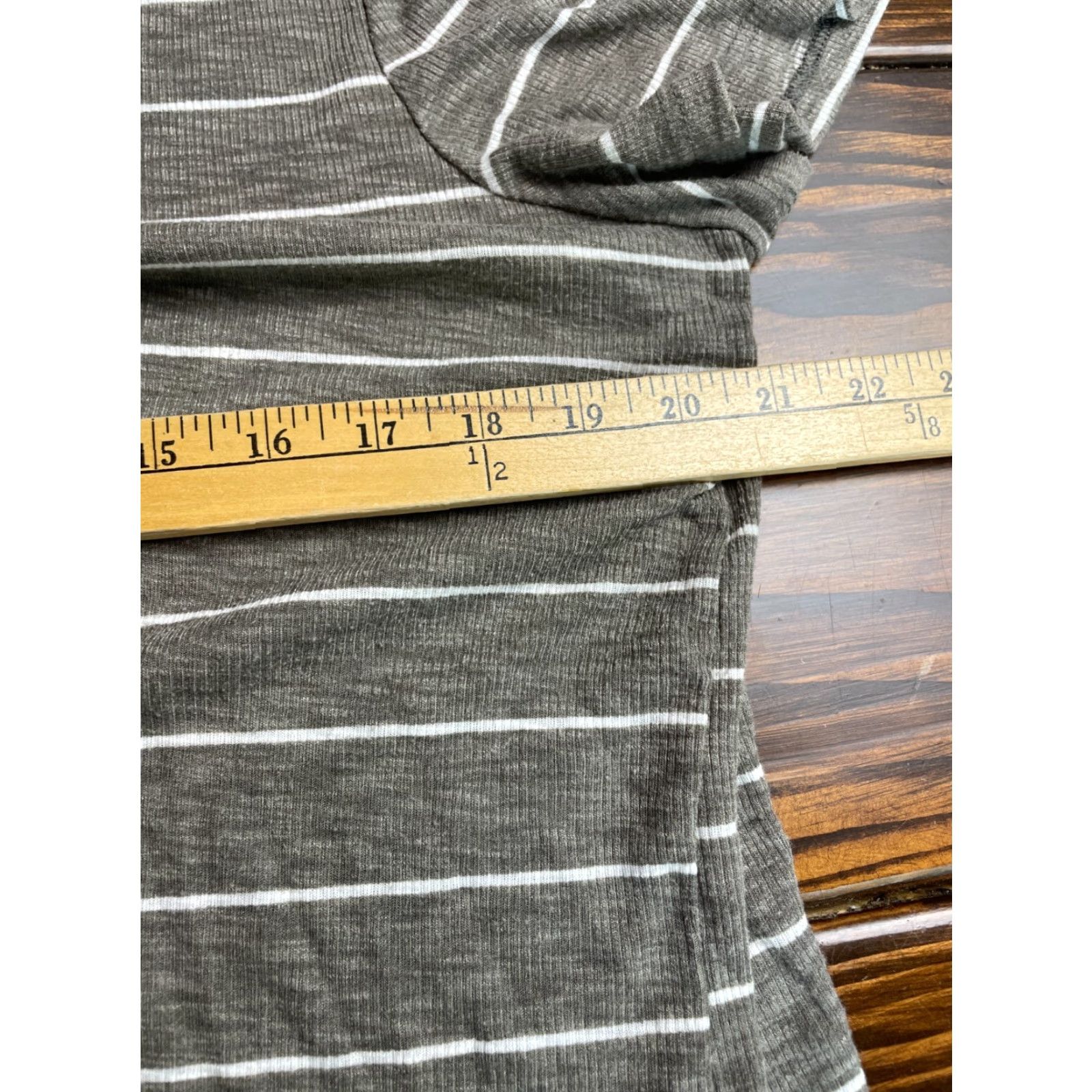 Vintage Maurices 24/7 T-Shirt Women's XXL Gray Heather White Stripes Ribbed Tee Shirt Size XXL / US 16-18 / IT 52-54 - 6 Thumbnail