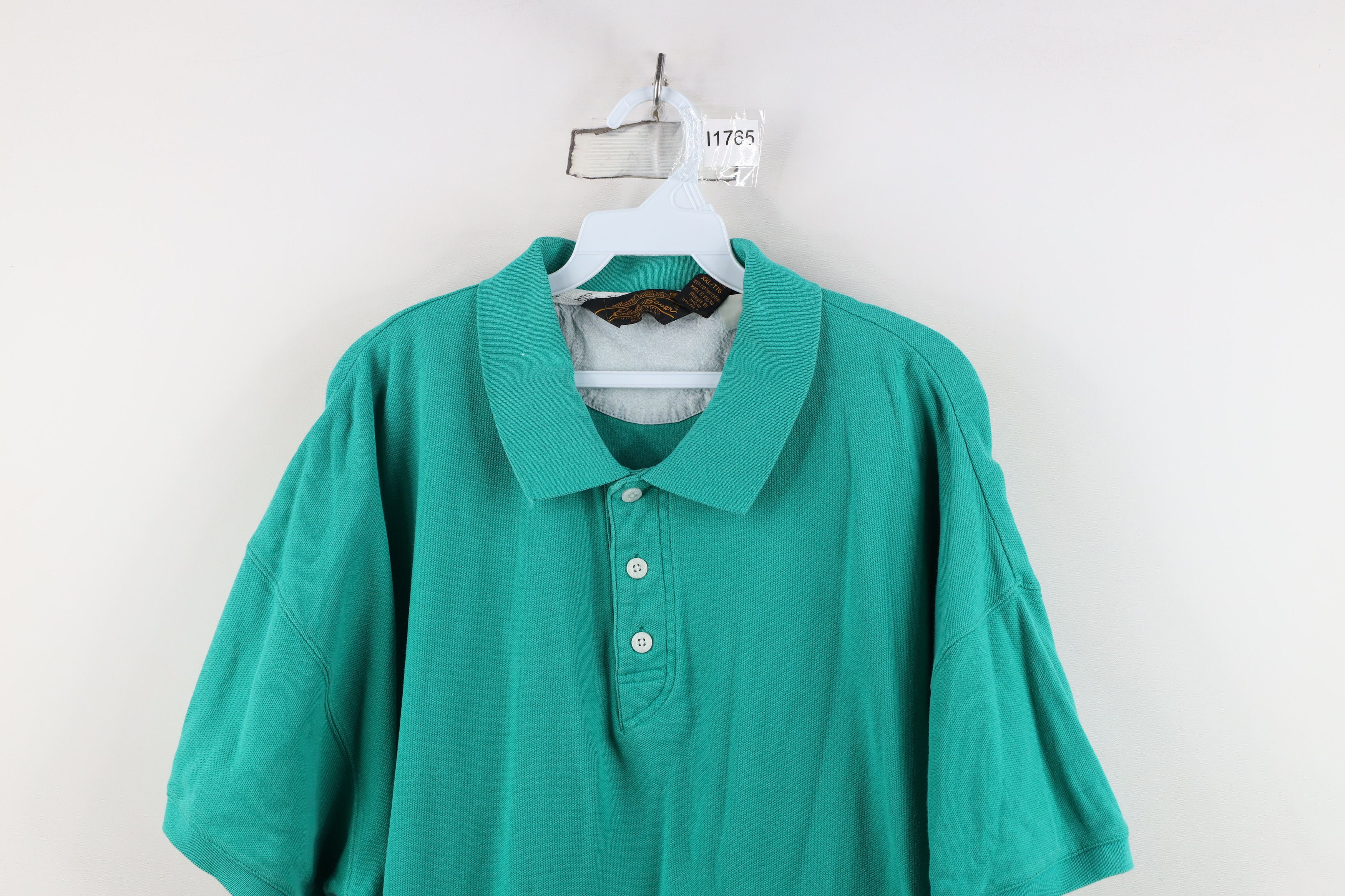 Eddie Bauer Vintage 90s Eddie Bauer Heavyweight Polo Shirt Teal Cotton Size US XXL / EU 58 / 5 - 2 Thumbnail