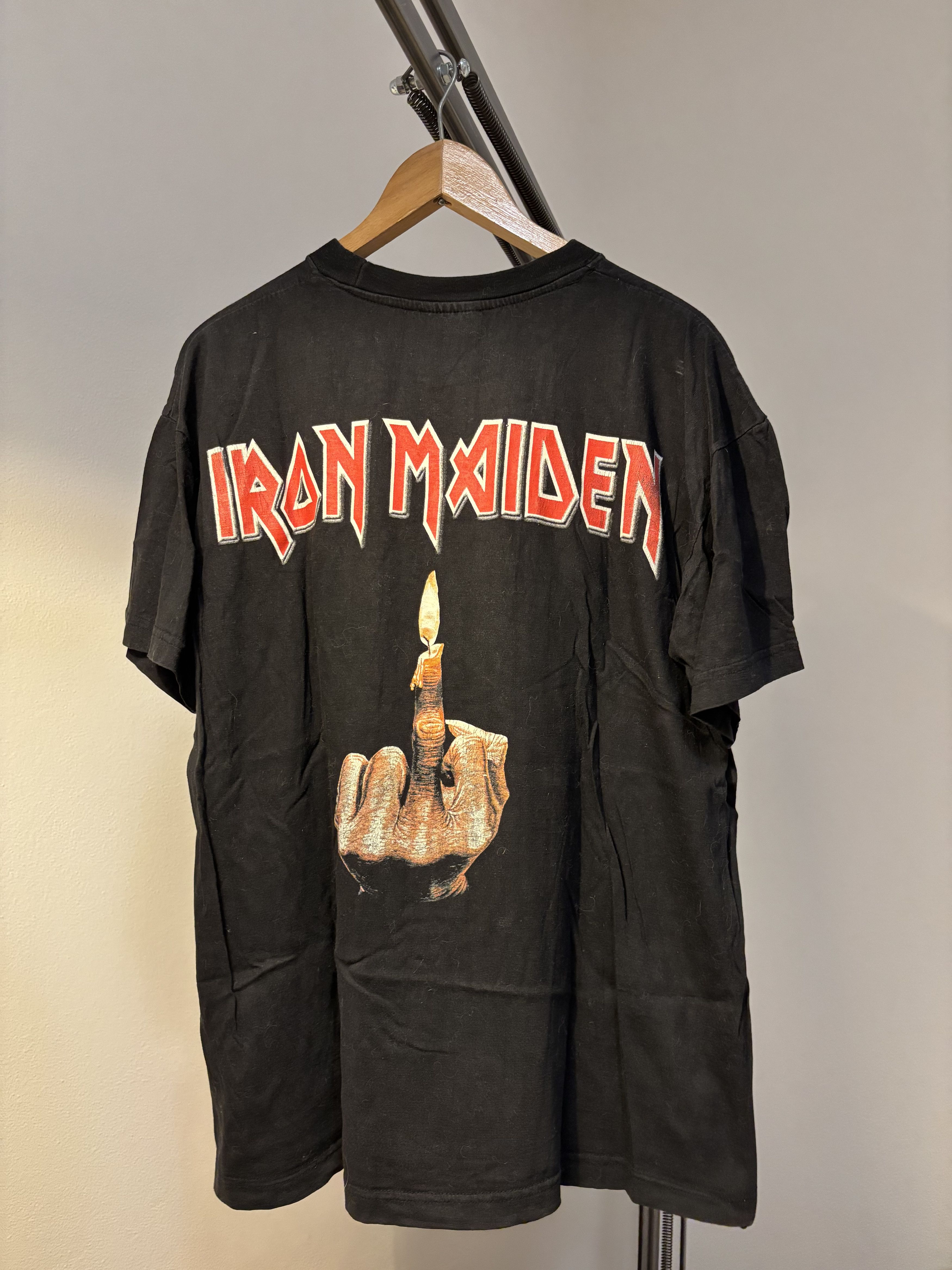 Iron Maiden Vintage 90s Iron Maiden middle finger t-shirt Size US XL / EU 56 / 4 - 5 Thumbnail