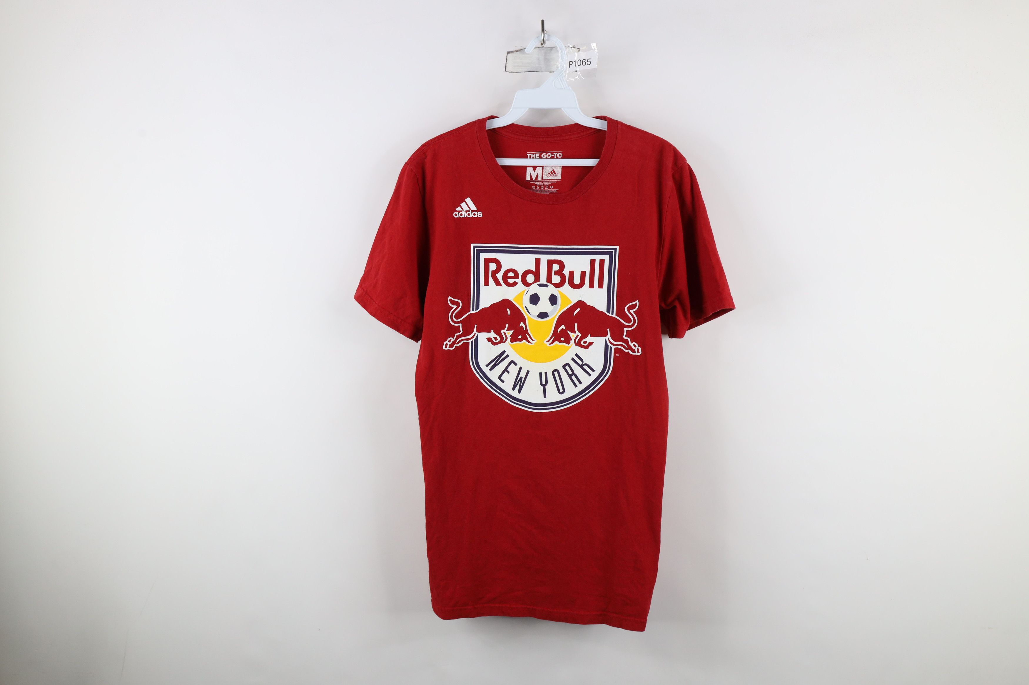 Adidas × Vintage Adidas Spell Out MLS New York Red Bull Soccer T-Shirt Red Size US M / EU 48-50 / 2 - 1 Thumbnail