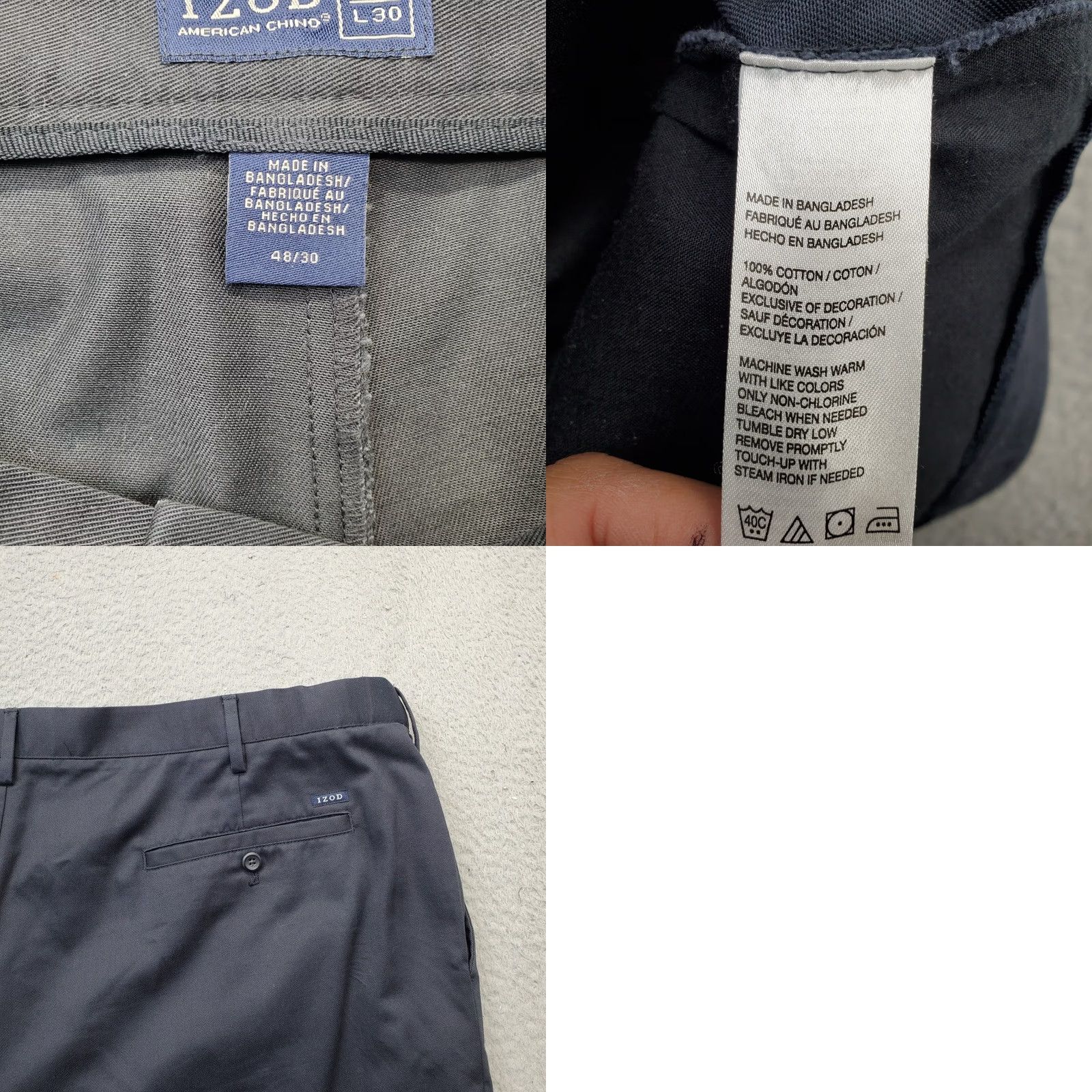 Izod IZOD Chino Pants Mens 48/30 Black Cotton Pleated Classic Fit Slash Pocket Formal Shirt Size US 32 / EU 48 - 8 Thumbnail