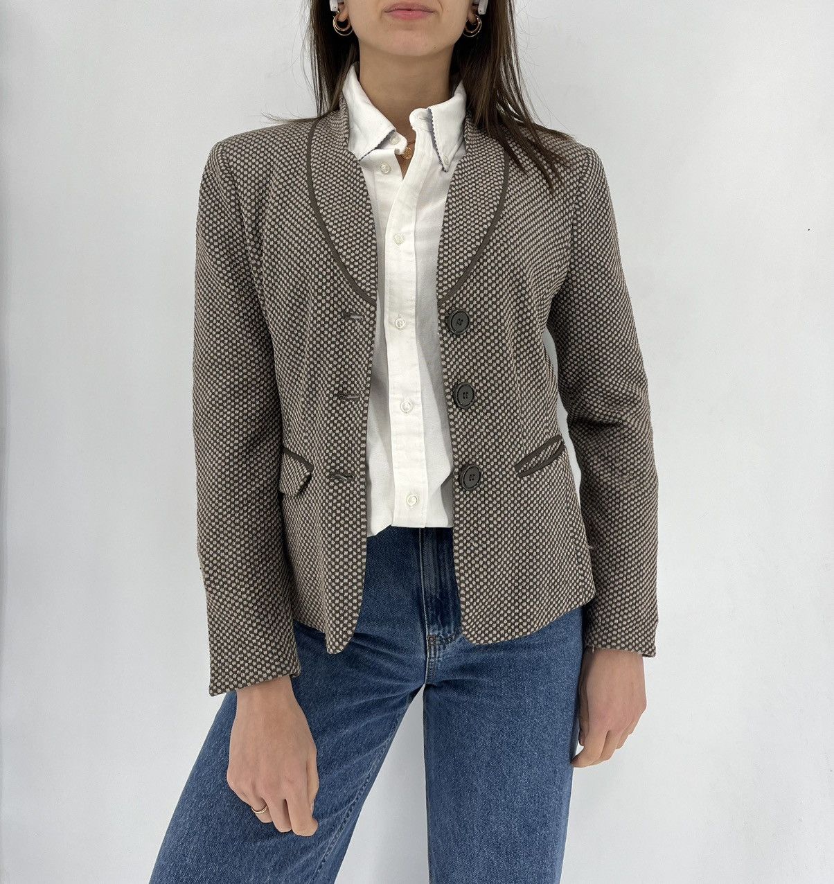 Armani × Armani Collezioni × Armani Exchange Armani Collezioni Light Gren-Brown Blazer Jacket Made Italy Size M / US 6-8 / IT 42-44 - 2 Thumbnail