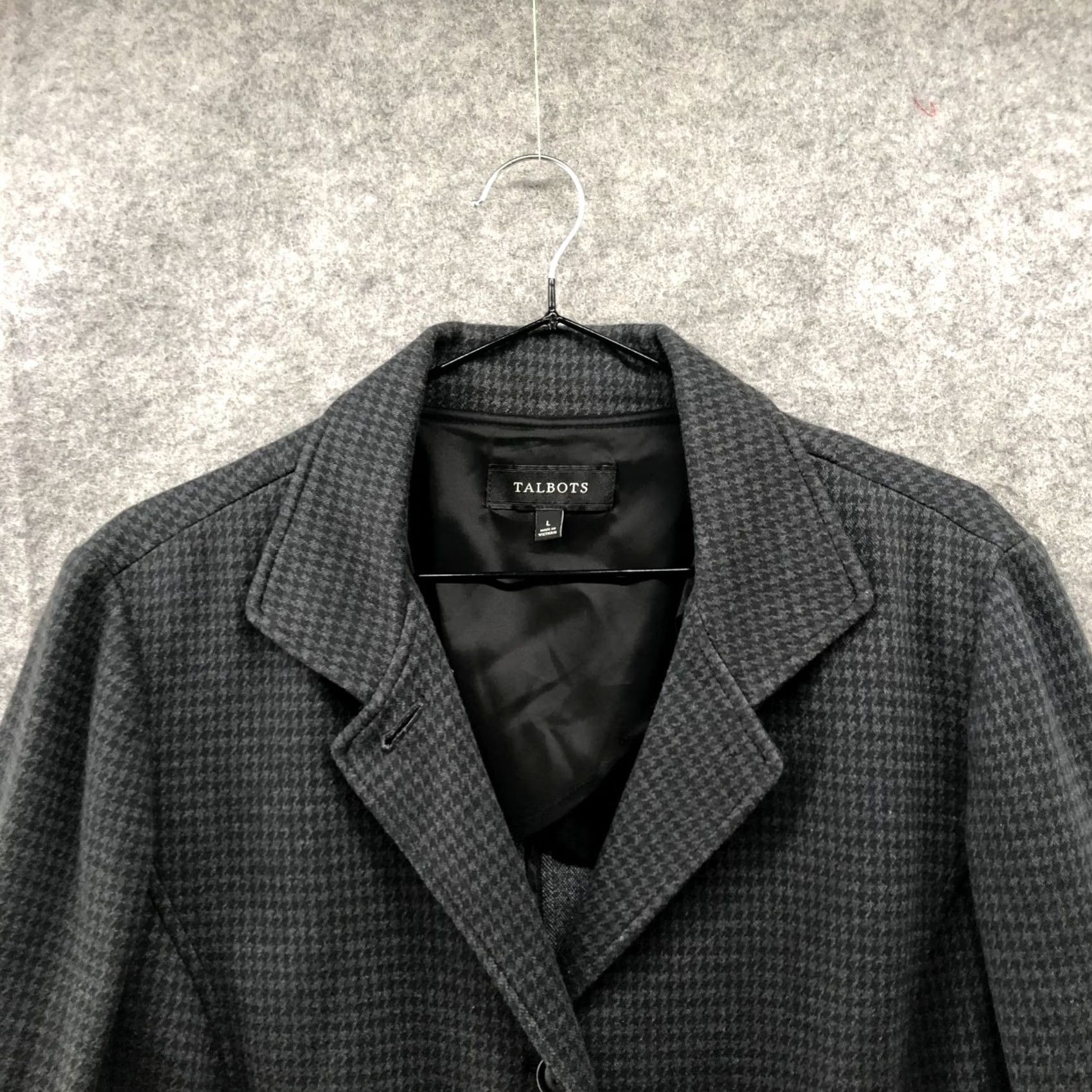 Talbots Talbots Blazer Womens L Gray Black 2 Button Stretch Houndstooth Knit Short Coat Jacket Career Office Casual Business Formal Regular Size Type: Blazer Size L / US 10 / IT 46 - 3 Thumbnail