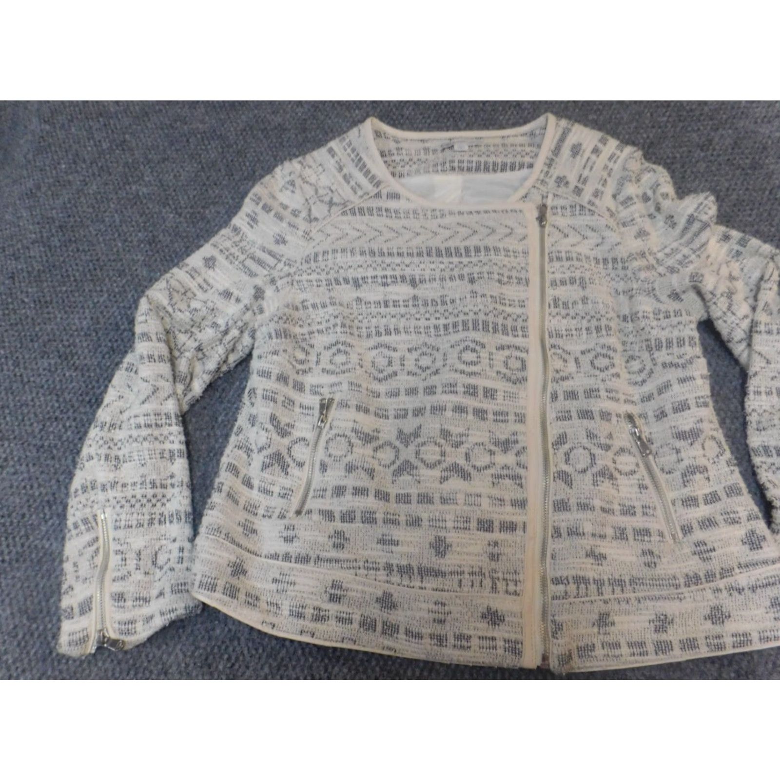 Vintage Cato Womens Jacket L Beige Full Zip pattern Size L / US 10 / IT 46 - 3 Thumbnail