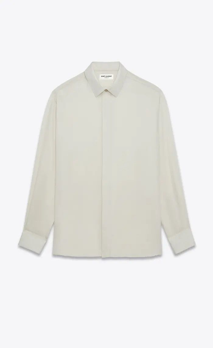 Saint Laurent Paris o1bcso1str0625 Shirt In Twill in Off White Size US XXL / EU 58 / 5 - 1 Thumbnail