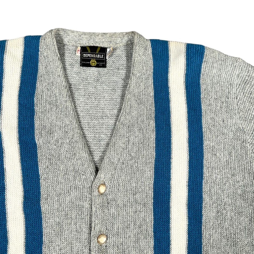 Vintage VINTAGE Diplomat Cardigan Sweater Adult MEDIUM Gray Striped Orlon Knit USA 60s Mens Size US M / EU 48-50 / 2 - 2 Thumbnail