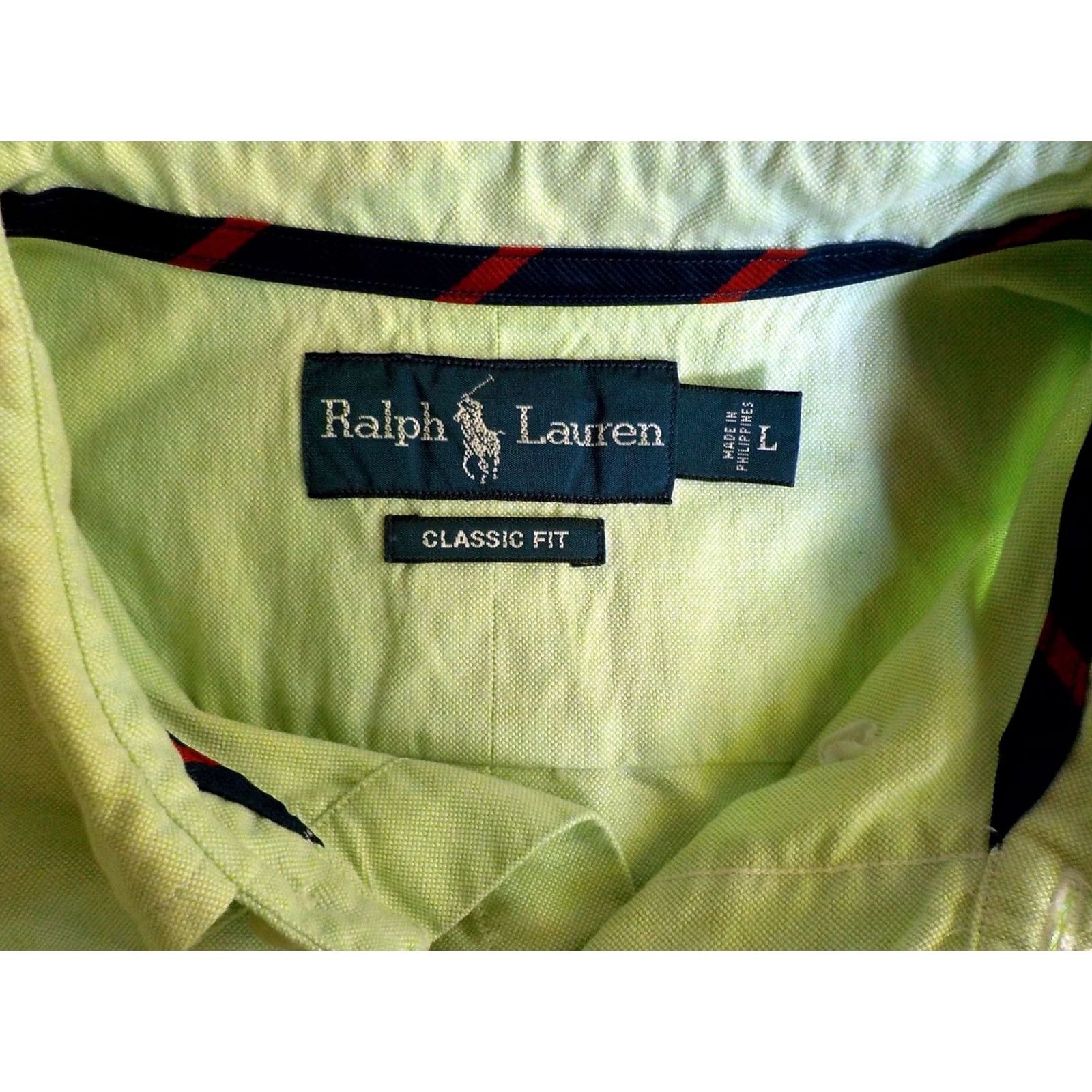 Polo Ralph Lauren RALPH LAUREN Button Down Shirt SZ LG Lime Green 100% Cotton Classic Fit Men's Dress Shirt Size US L / EU 52-54 / 3 - 4 Thumbnail