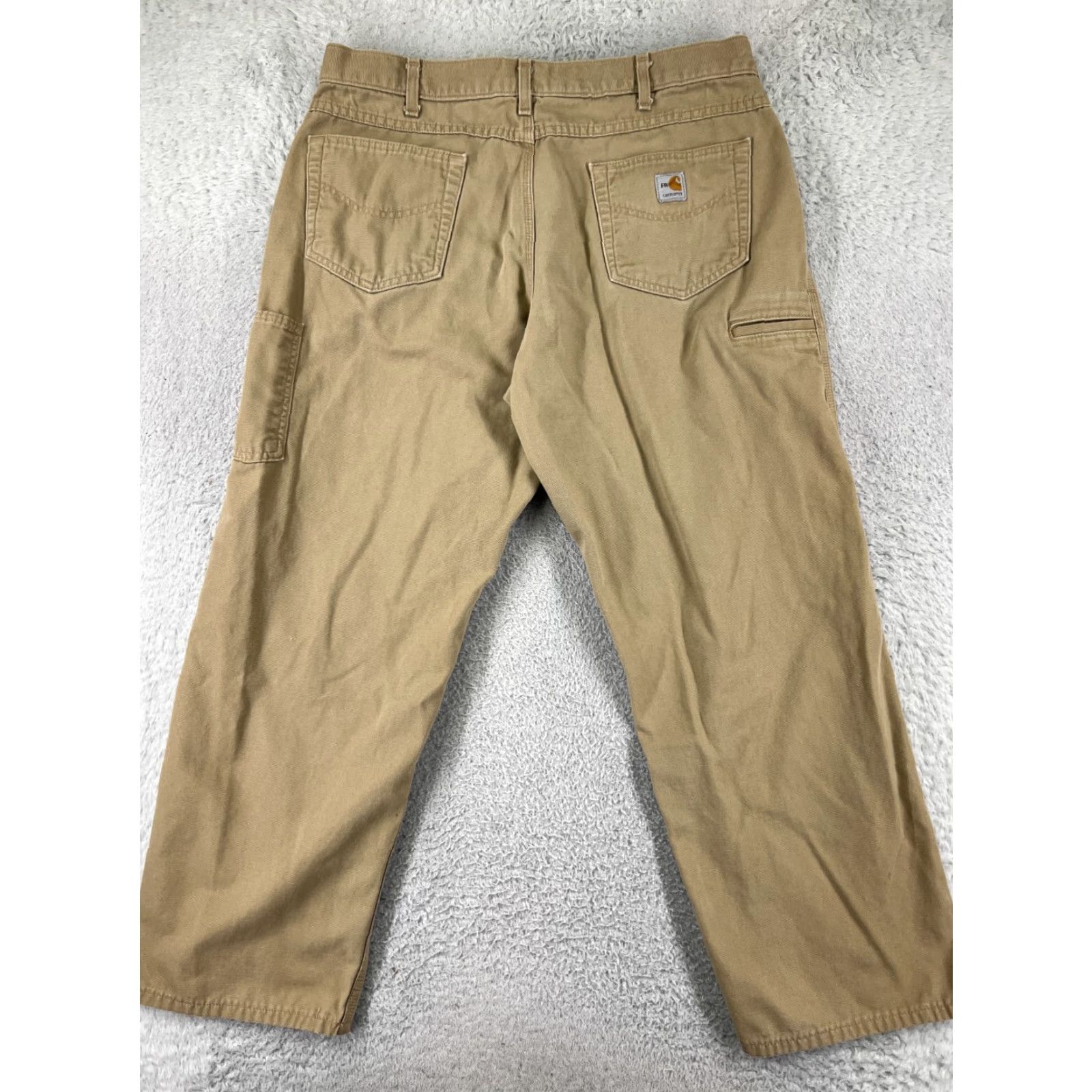 Carhartt Carhartt Pants Mens 38 Beige Duck Fabric Loose Fit FR Cat 2 2112 Cotton Blend Denim Straight 5-Pocket Relaxed Casual Workwear USA Men Size US 38 / EU 54 - 2 Thumbnail