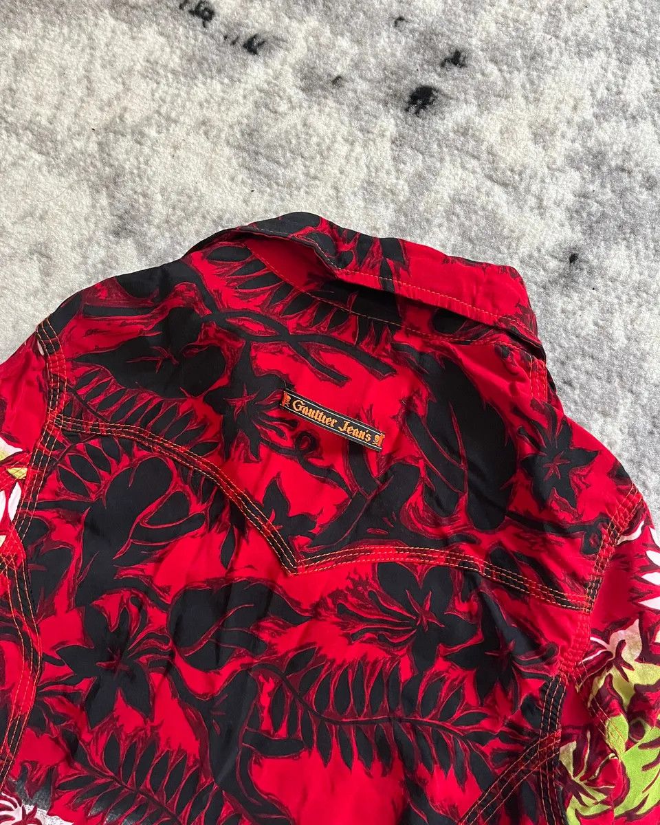 Jean Paul Gaultier × Vintage 90s Jean Paul Gaultier 'Jeans' Hawaiian Shirt Size S / US 4 / IT 40 - 6 Thumbnail
