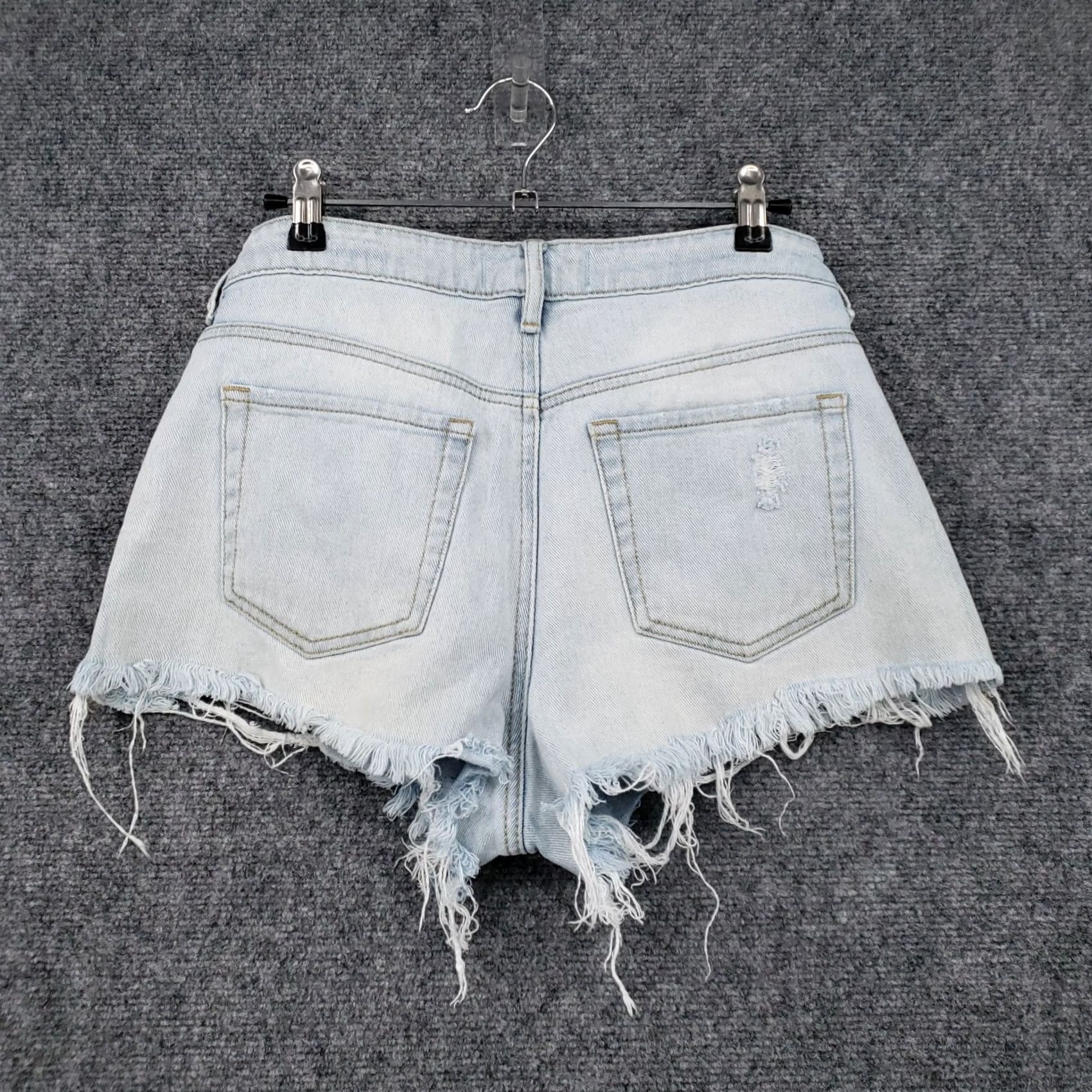 Pacsun PacSun Women Jean Shorts Blue 26 High Rise Hot Pants Light Wash Distressed Size 26" / US 2 / IT 38 - 2 Thumbnail