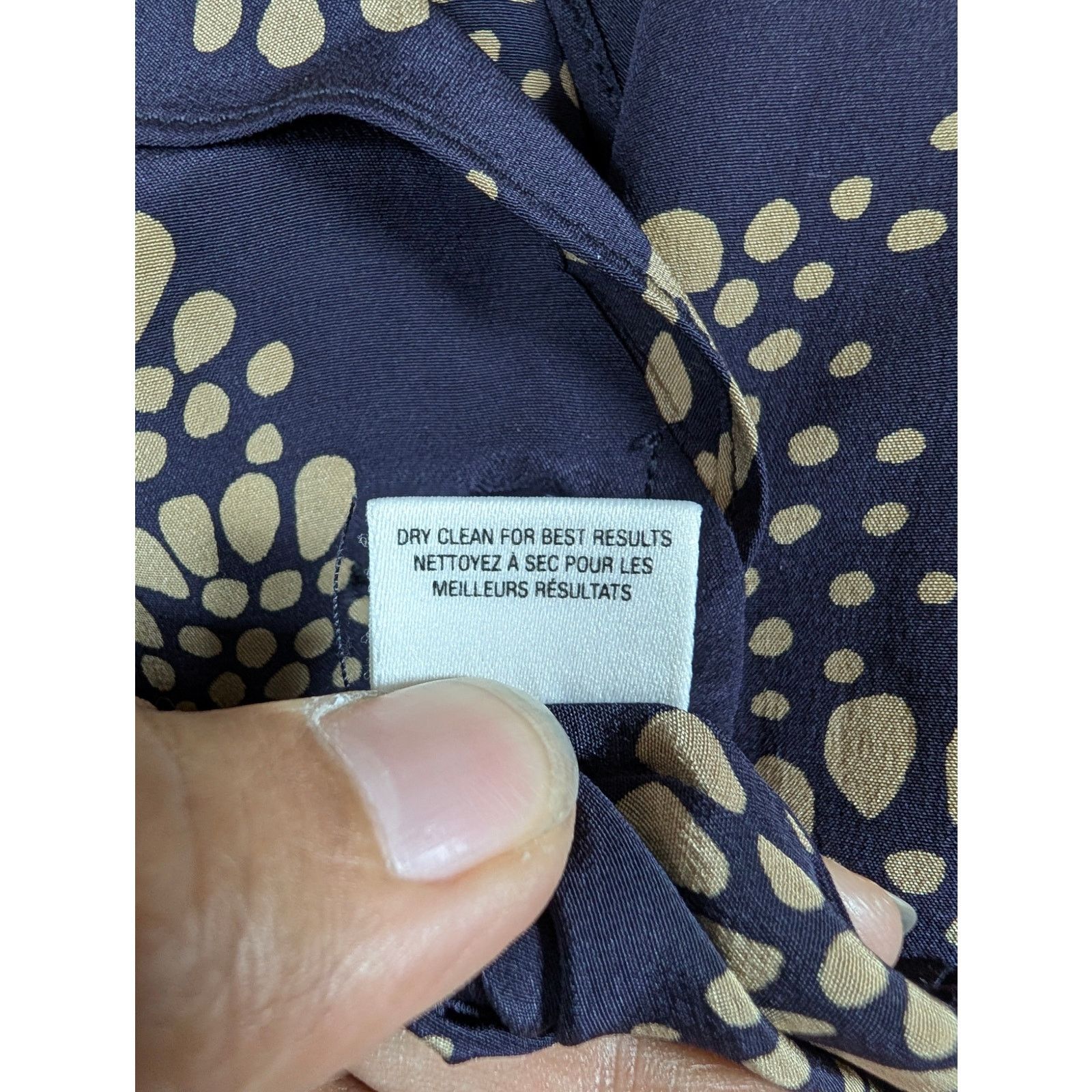 Anthropologie Anthropologie Maeve Silk Button-Down Wrap Navy Gold Dress Size M / US 6-8 / IT 42-44 - 6 Thumbnail