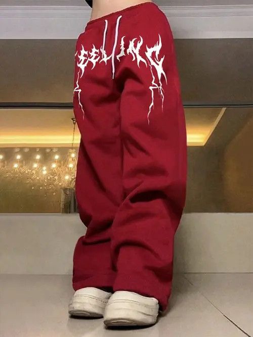 Designer Red Graffiti Baggy sweatpants Goth Opium Size US 34 / EU 50 - 1 Thumbnail