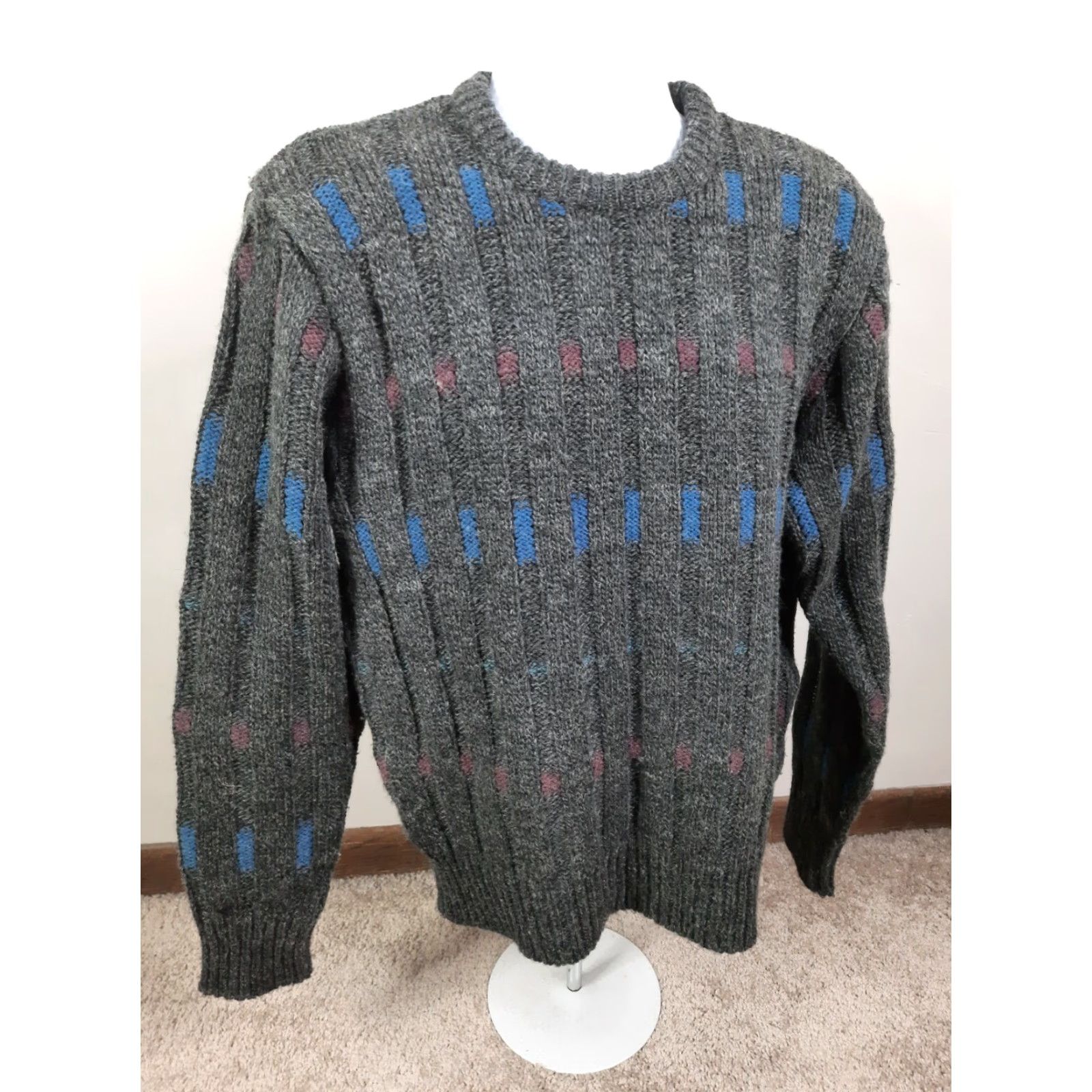 Jockey VINTAGE Jockey Jumper Geometric Cable-Knit Crew Neck Wool Sweater Large Men Size US L / EU 52-54 / 3 - 4 Thumbnail
