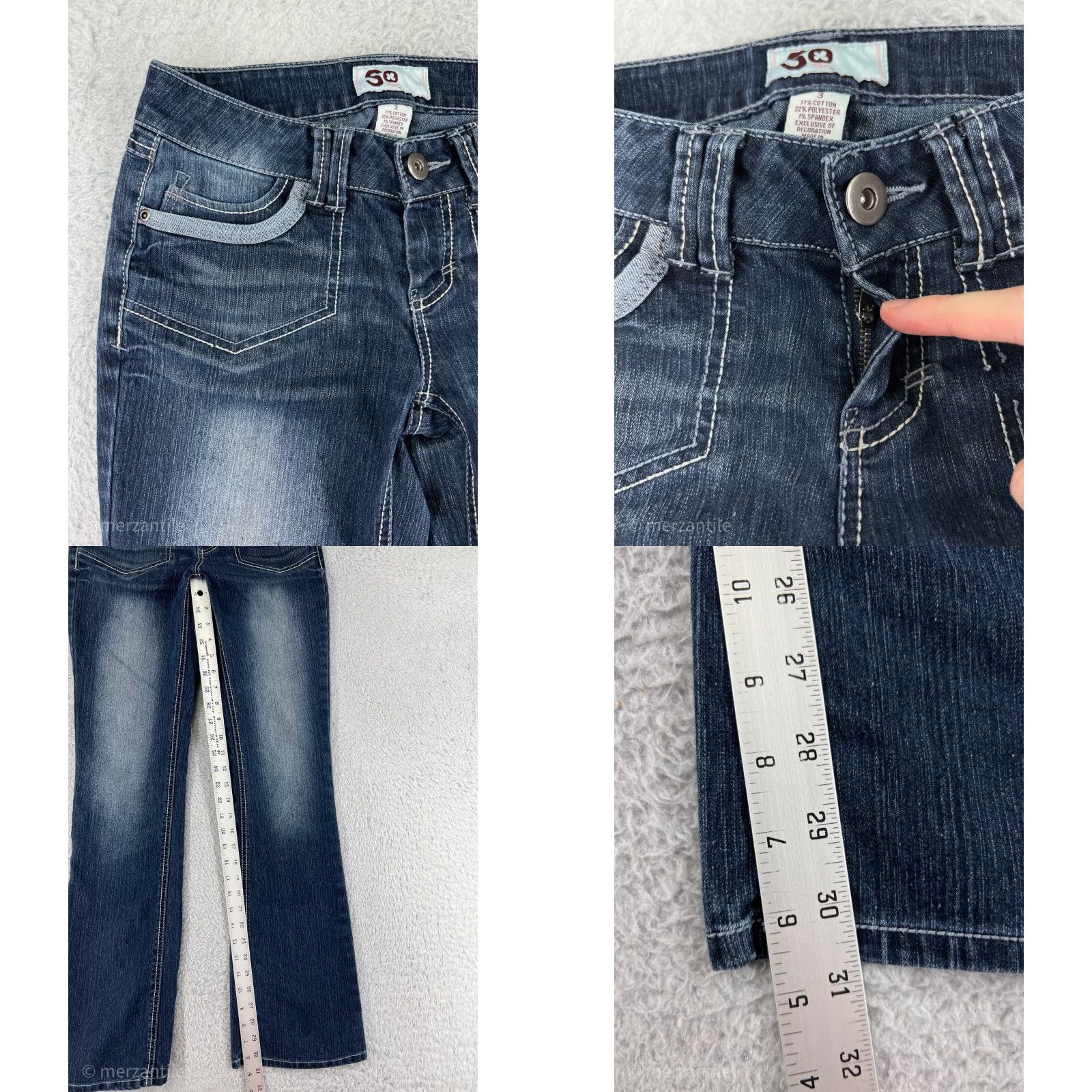 Denime SO Jeans Women 3 Bootcut Denim Blue Cotton Solid Embroidered 5-Pocket Western Cowboy Southwestern Designer Slim Stretch Adult Women Jeans SO Size 26" / US 2 / IT 38 - 8 Thumbnail