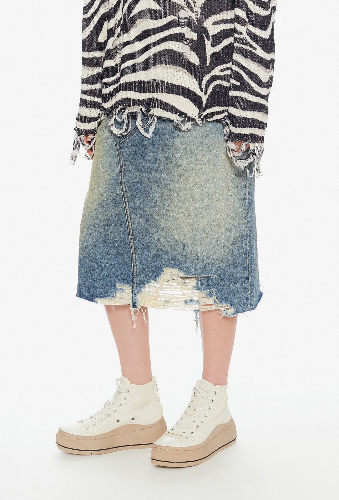 R13 R13 - Kurt Distressed Platform High Top Sneakers Size US 5 / IT 35 - 6 Thumbnail