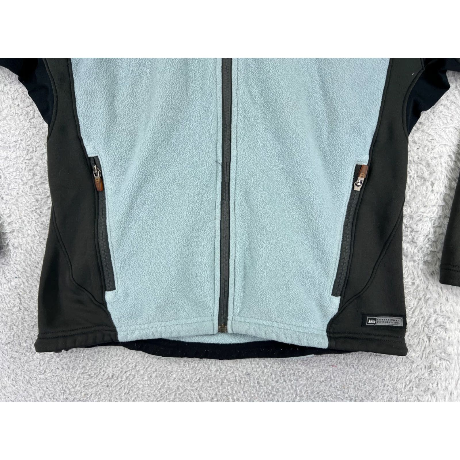 Vintage REI Jacket Womens Medium Blue Black Fleece Mock Neck Cozy Warm Polyester Size M / US 6-8 / IT 42-44 - 7 Thumbnail