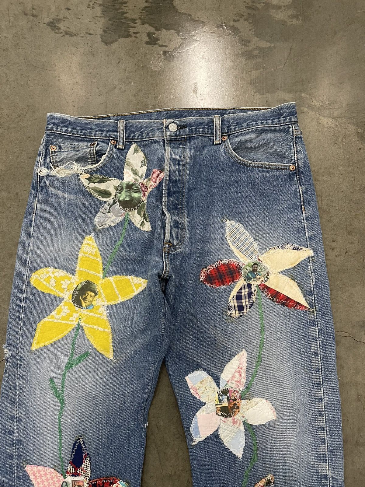 Levi's BLUESIN'S "BLUES GARDEN" PATCHWORK DENIM JEANS Size US 38 / EU 54 - 5 Thumbnail