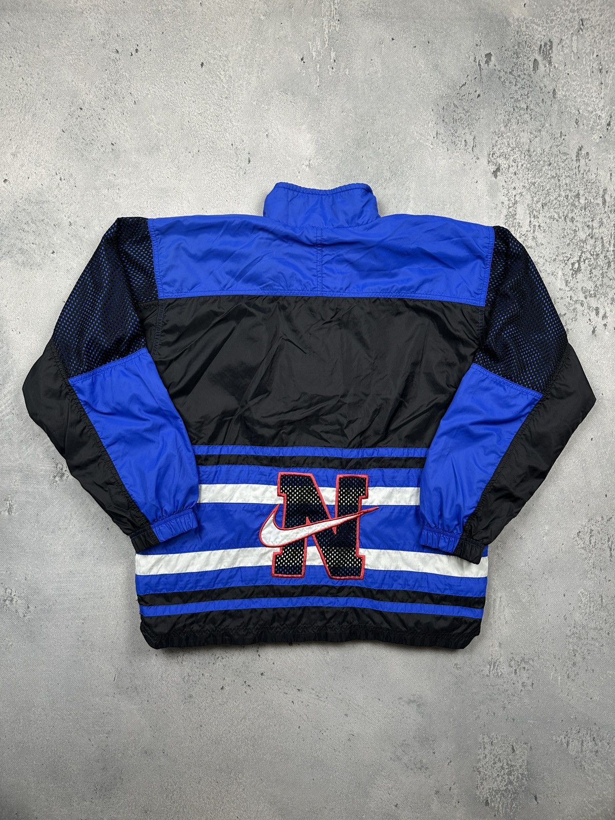 Nike Vintage 90s Nike Blue Black Windbreaker Jacket Rare 80s y2k Size US M / EU 48-50 / 2 - 1 Thumbnail