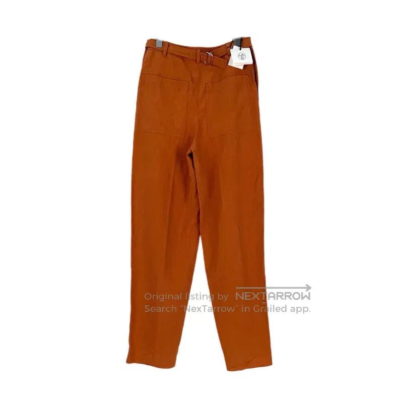 Hermes Hermes Brick Red Fixed Belt Linen Trousers Size 24" / US 00 / IT 34 - 2 Thumbnail