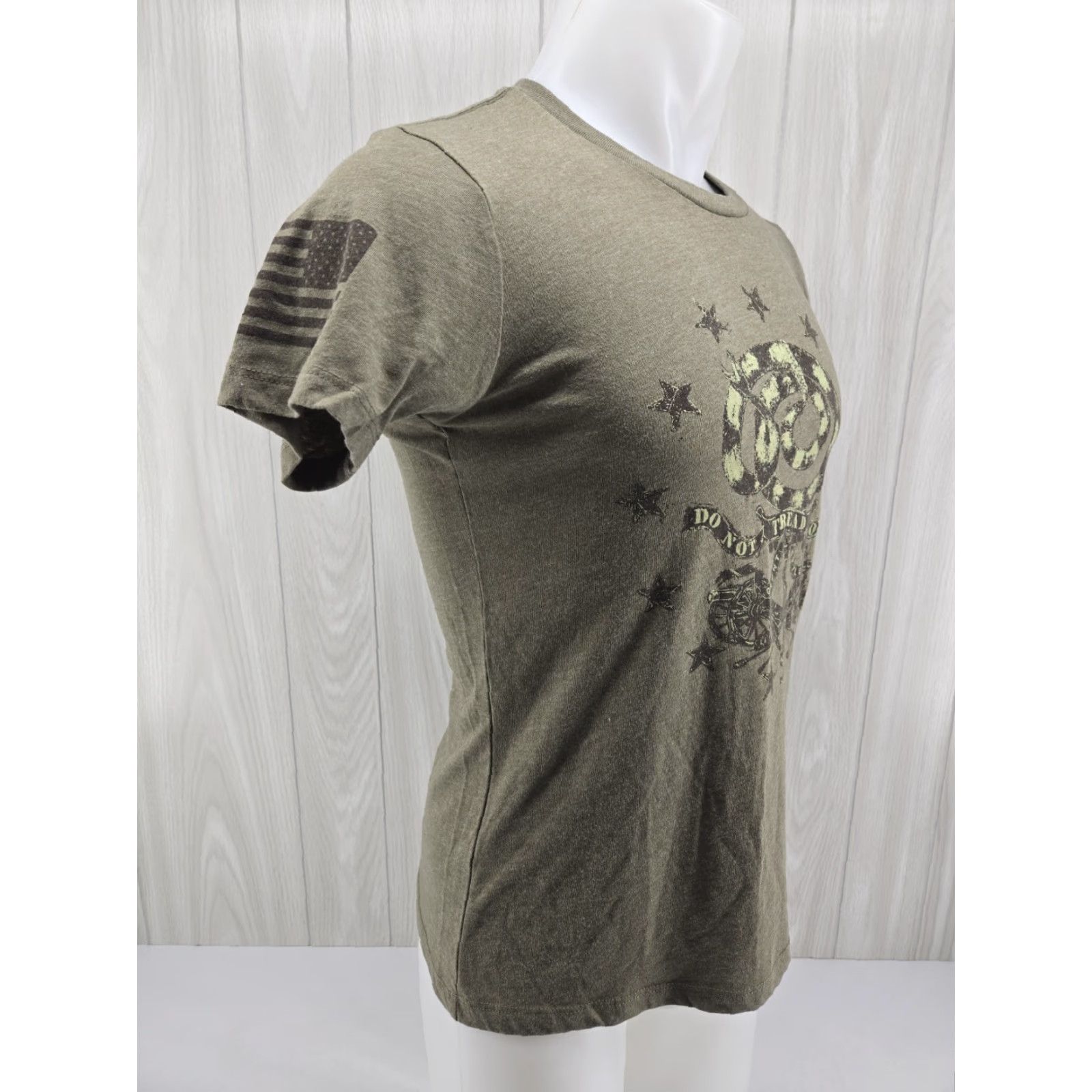 Vintage Grunt Style T-Shirt Women Green Do Not Tread On Me Crew Neck Short Sleeve Large Size L / US 10 / IT 46 - 6 Thumbnail