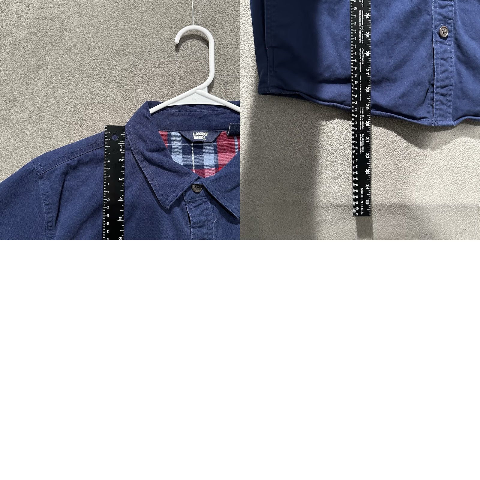Lands' End Lands' End Shirt Mens Medium Blue Red Flannel Lined Work Jacket Shacket Button Up Size US M / EU 48-50 / 2 - 9 Thumbnail