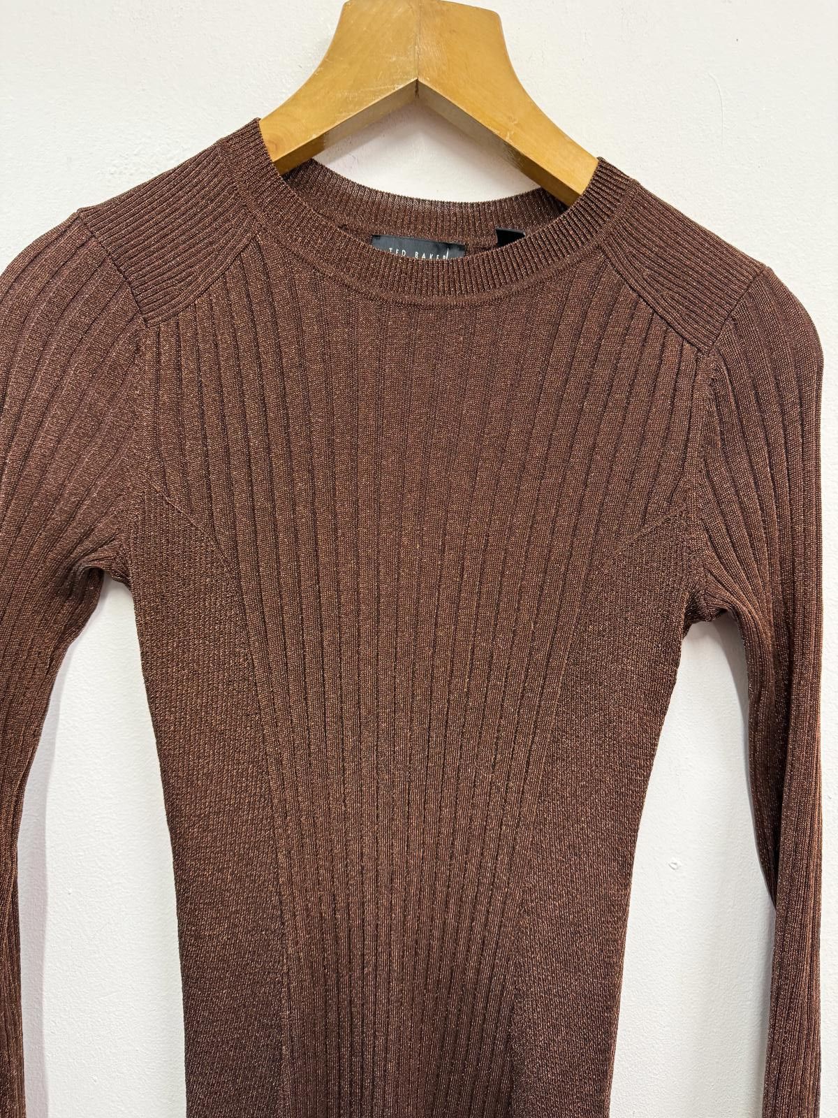 Ted Baker Ted Baker Brown Ribbed Knit Dress Size 2 Size XXS / US 00 / IT 34 - 2 Thumbnail
